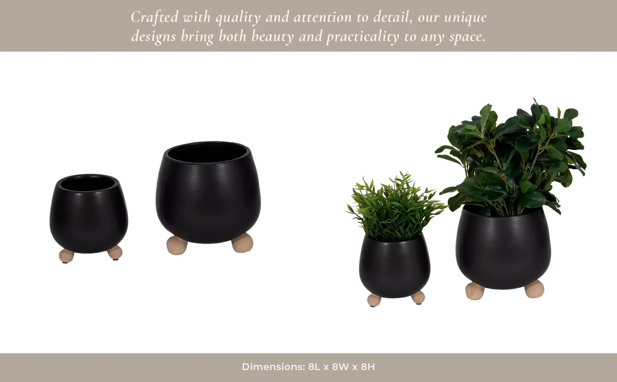 S/2 6/8" Knobby Feet Planters, Black - Image 11