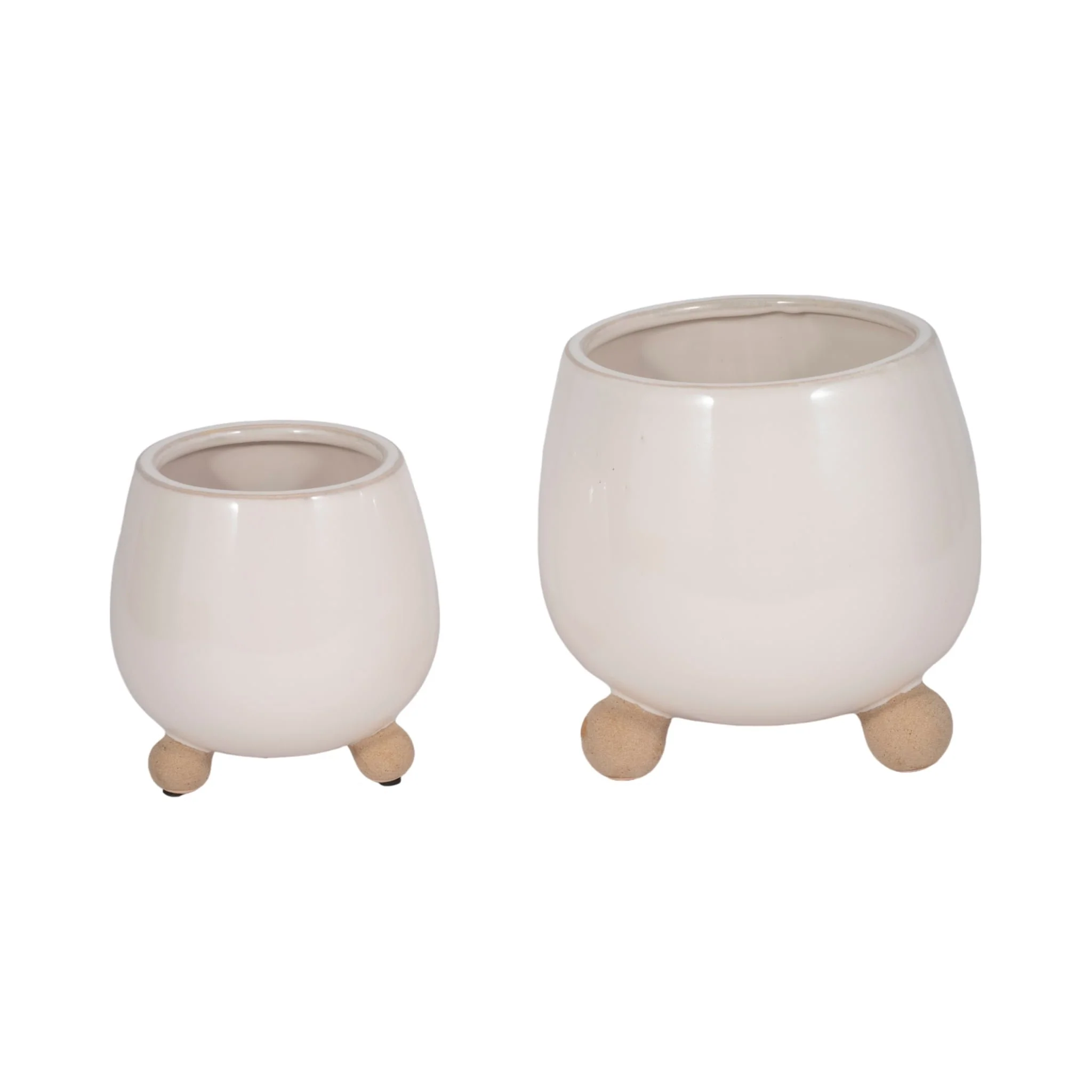 S/2 6/8" Knobby Feet Planters, Cream