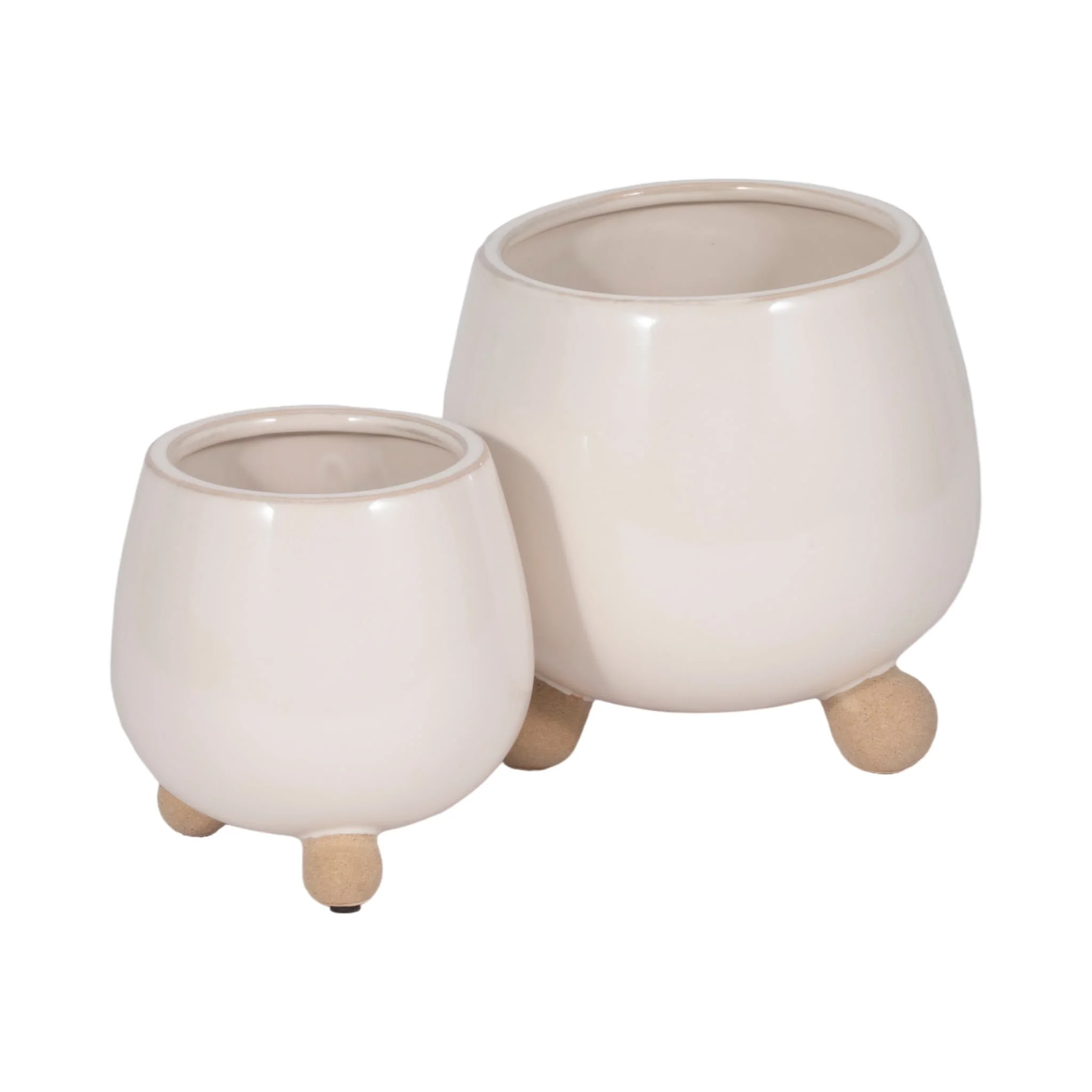 S/2 6/8" Knobby Feet Planters, Cream - Image 4