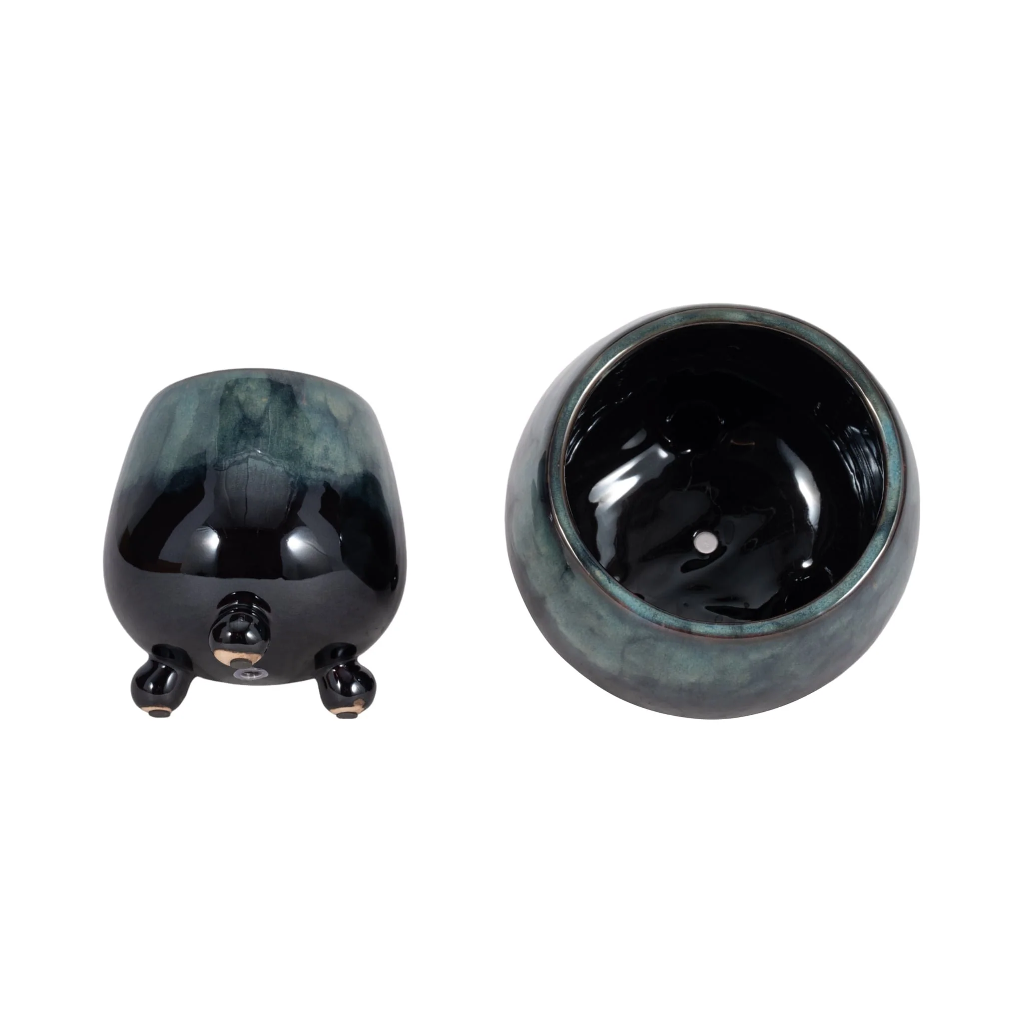 S/2 6/8" Knobby Feet Reactive Finish Planters, Blu - Image 6