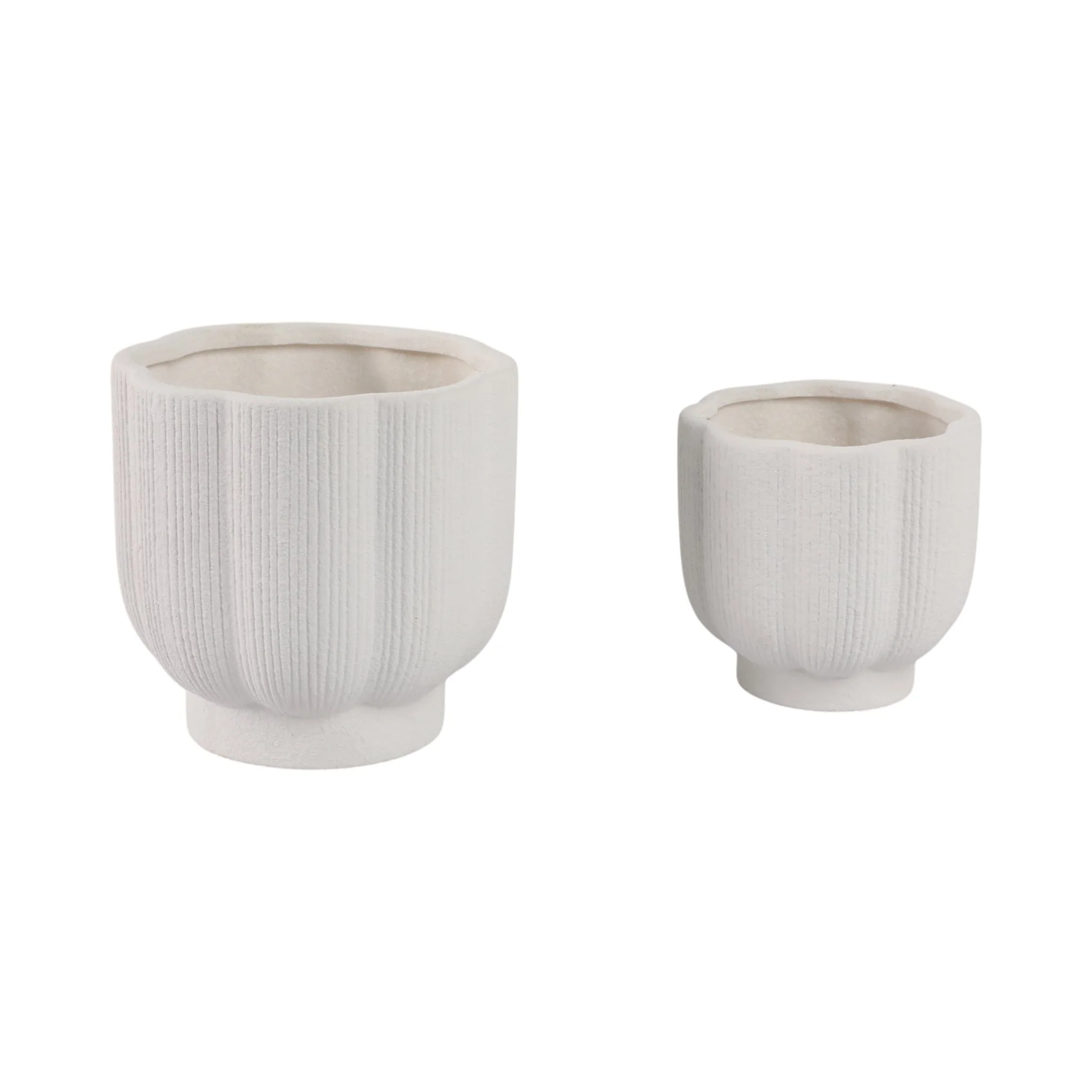 S/2 6/8" Scallop Shaped Planters, White - Image 2