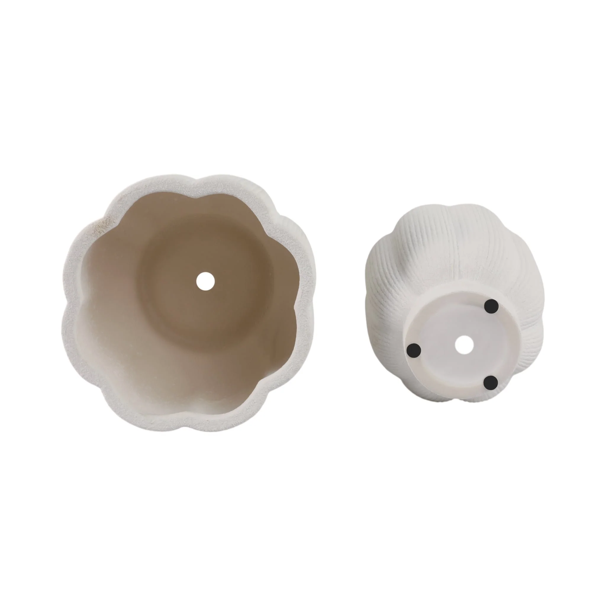 S/2 6/8" Scallop Shaped Planters, White - Image 6
