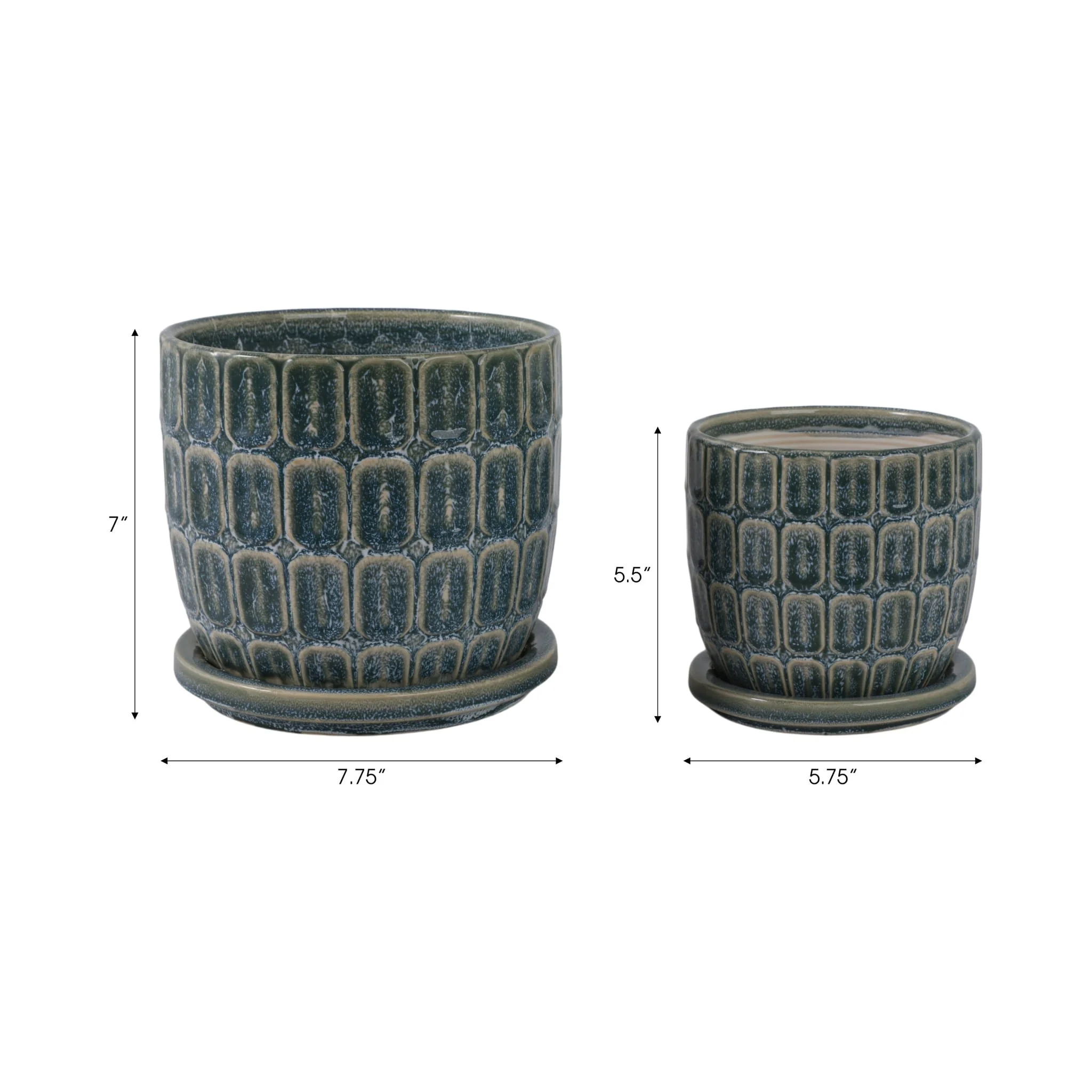 S/2 6/8" Squoval Design Saucer Planters, Blue - Image 8