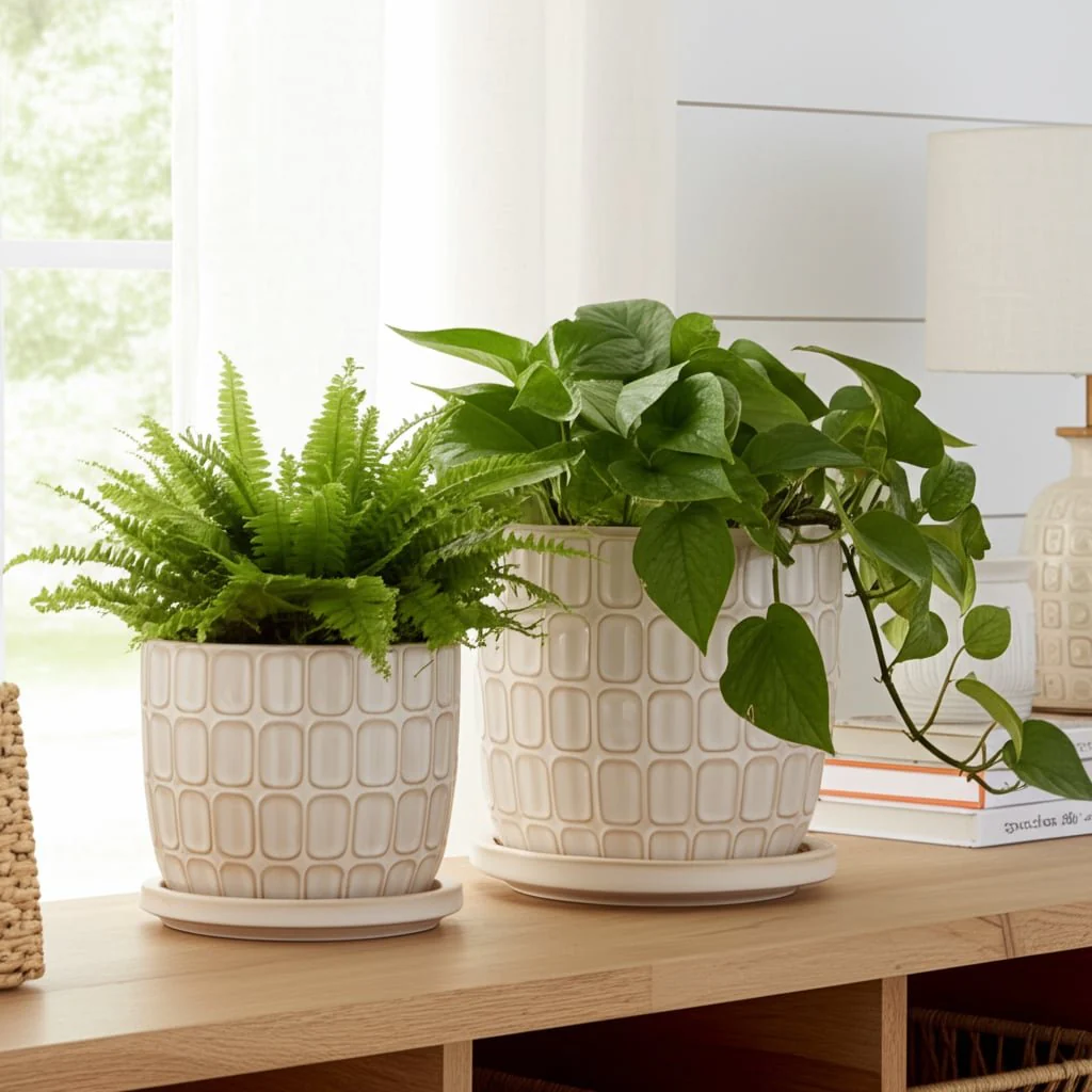 S/2 6/8" Squoval Design Saucer Planters, Ivory - Image 11