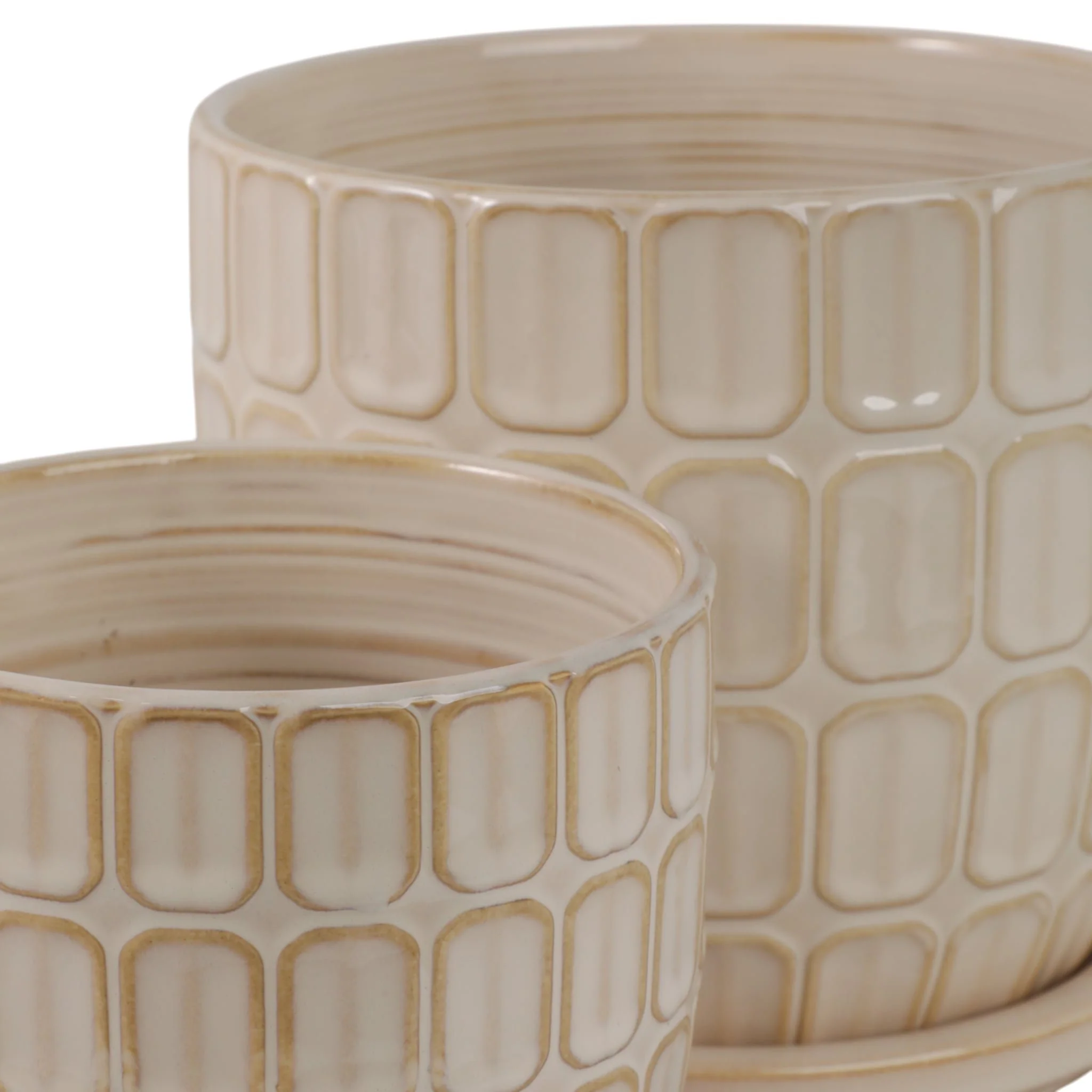 S/2 6/8" Squoval Design Saucer Planters, Ivory - Image 6