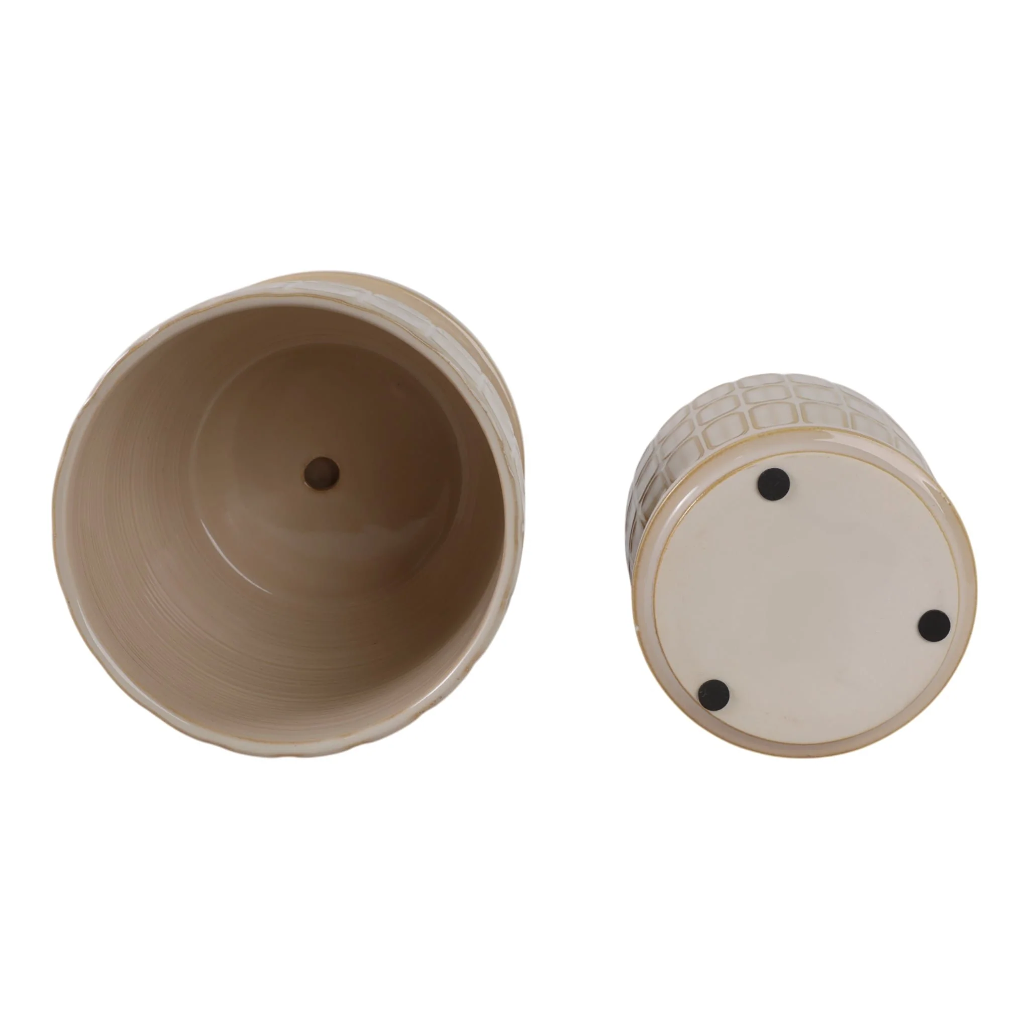 S/2 6/8" Squoval Design Saucer Planters, Ivory - Image 7