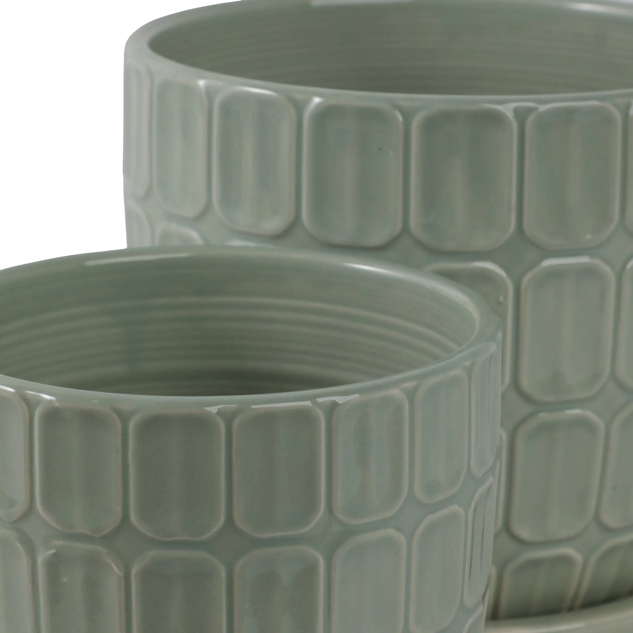 S/2 6/8" Squoval Design Saucer Planters, Sage Gree - Image 6