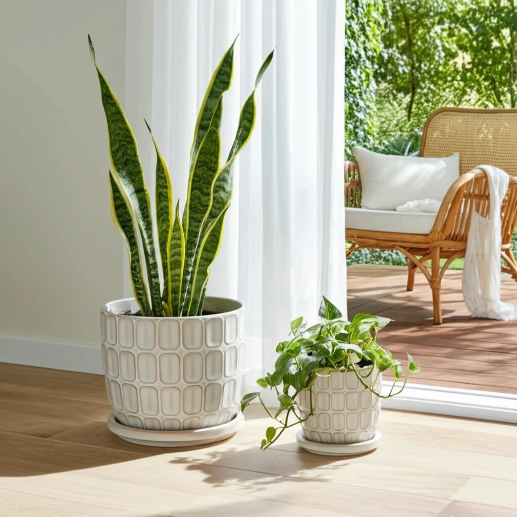 S/2 6/8" Squoval Design Saucer Planters, White - Image 10