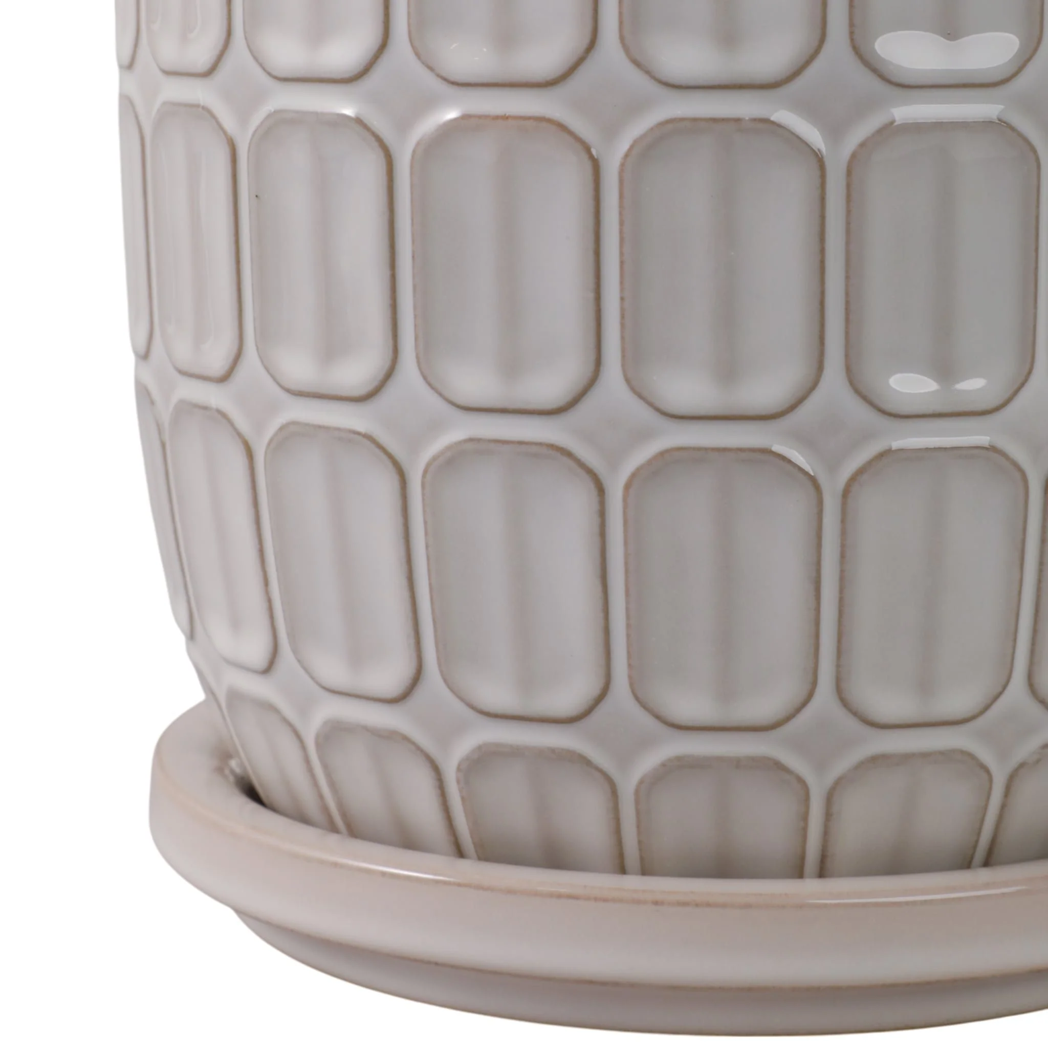 S/2 6/8" Squoval Design Saucer Planters, White - Image 5