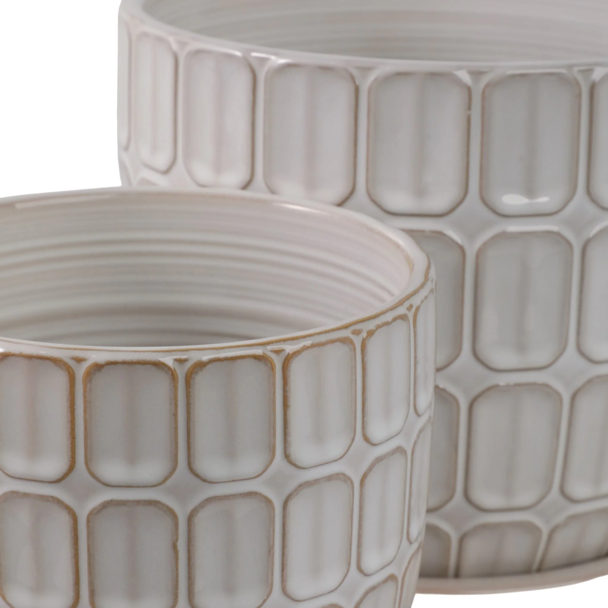 S/2 6/8" Squoval Design Saucer Planters, White - Image 6