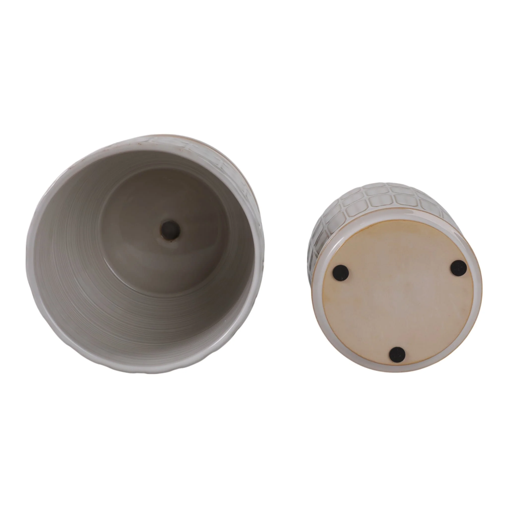 S/2 6/8" Squoval Design Saucer Planters, White - Image 7