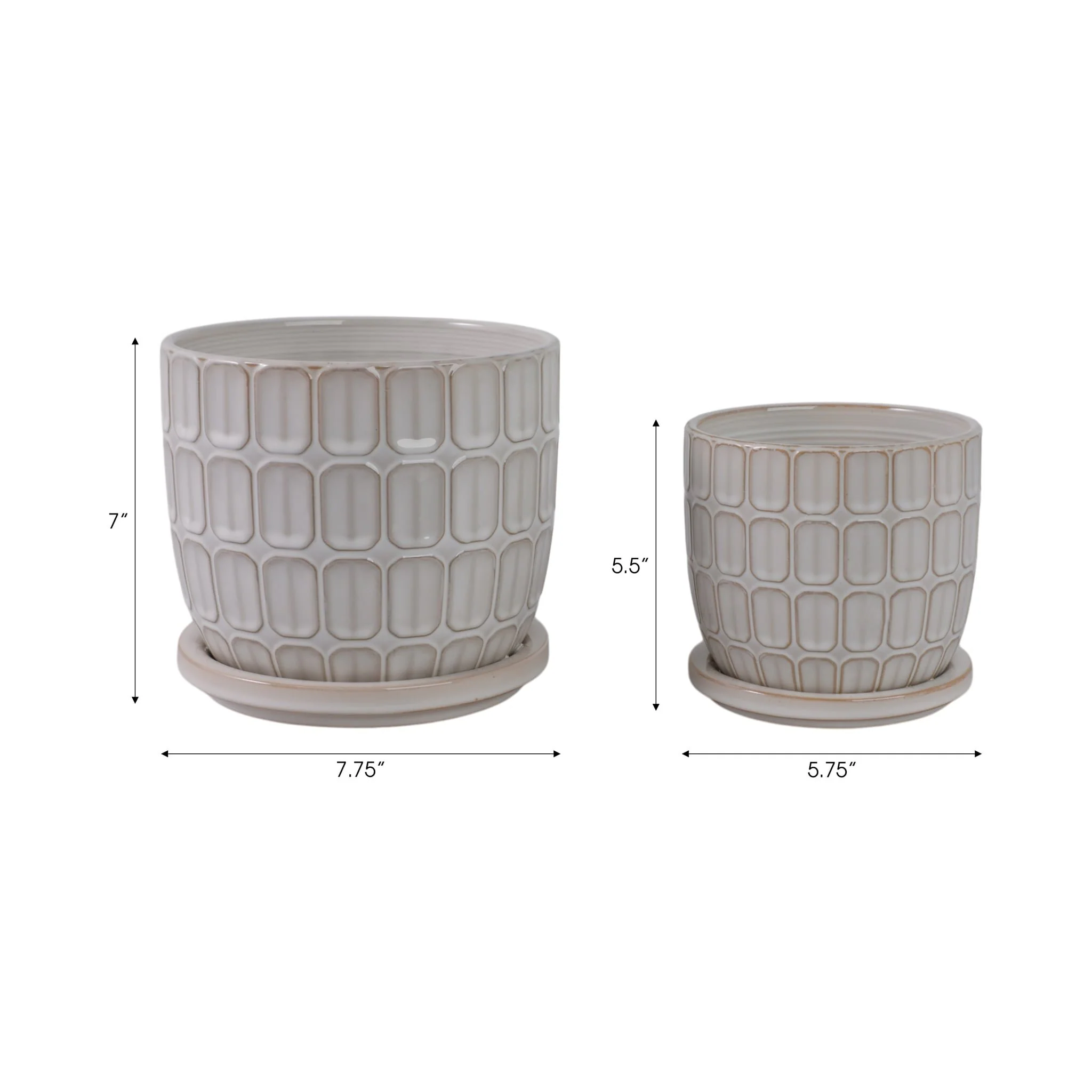 S/2 6/8" Squoval Design Saucer Planters, White - Image 8