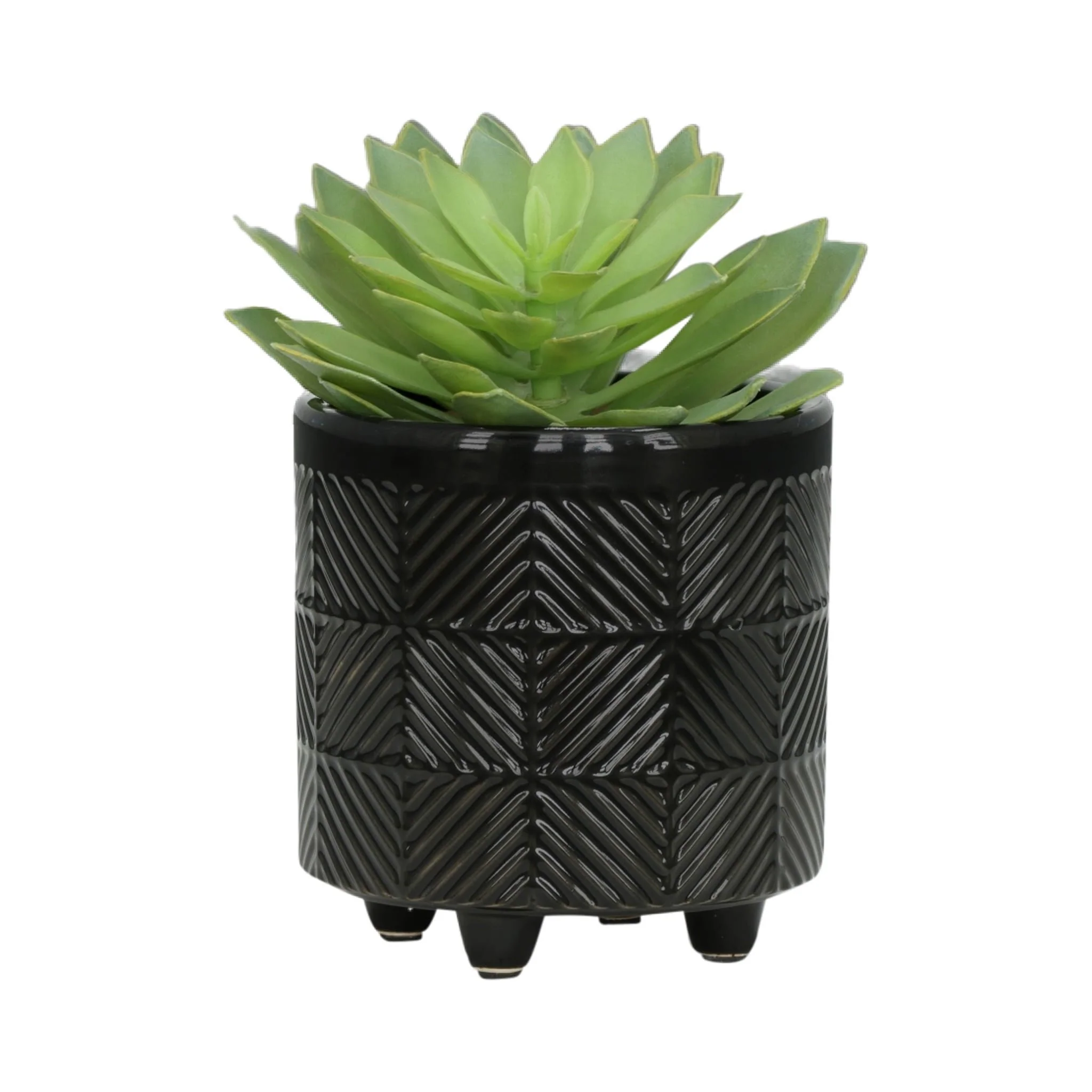 S/2 6/8" Textured Planters, Shiny Black - Image 3