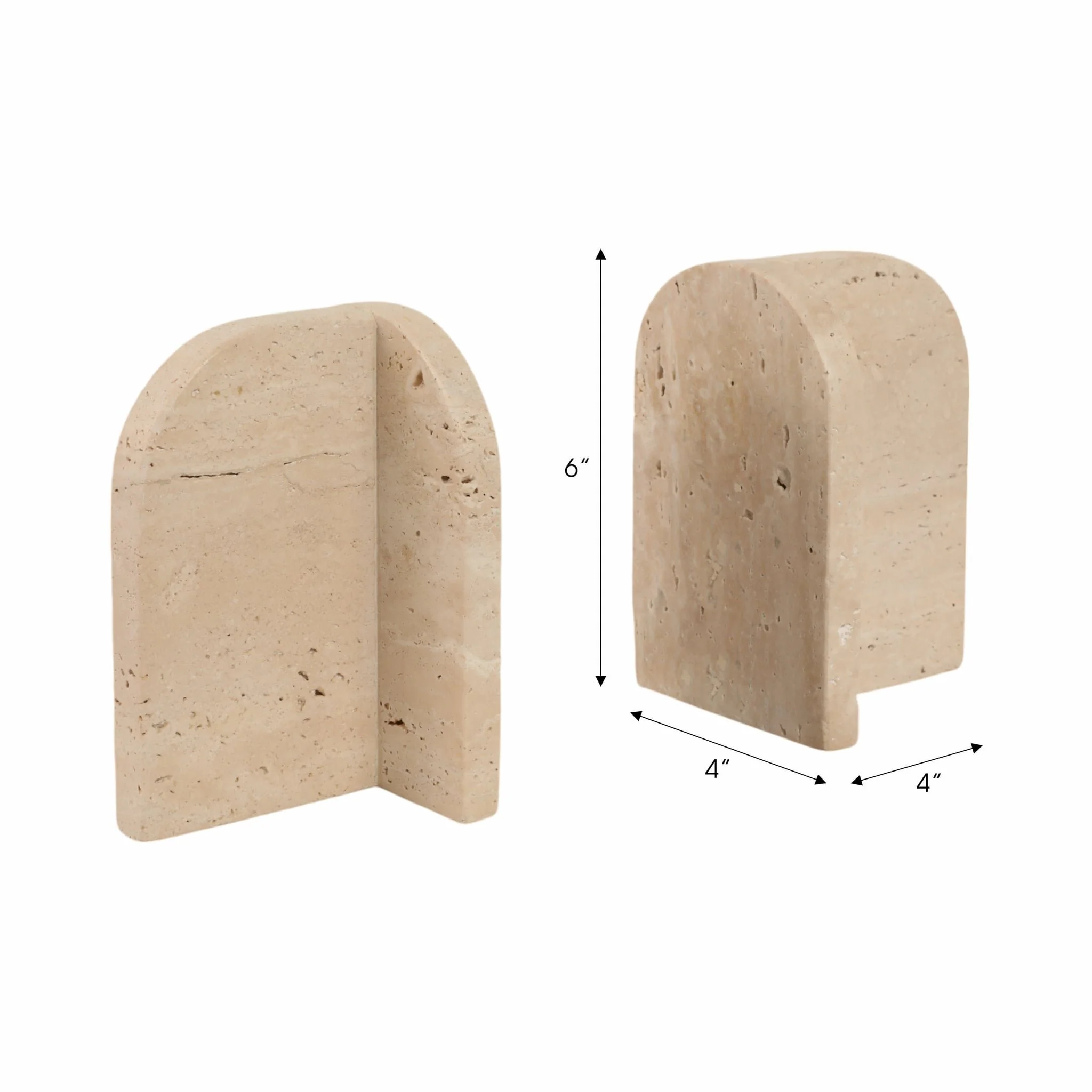 S/2 6" Arched Travertine Bookends, Tan - Image 7