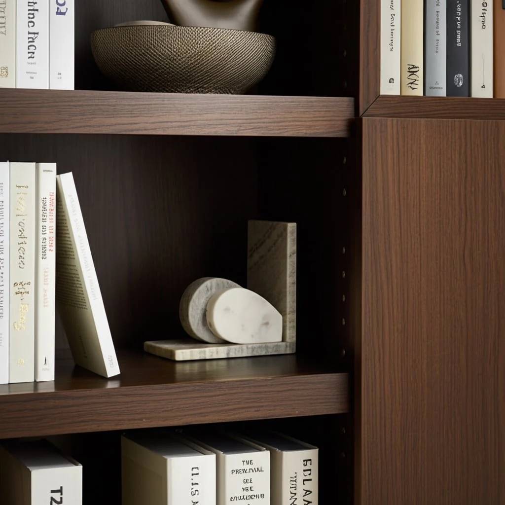 S/2 6" Eared Onyx & White Marble Bookends, Beige - Image 11