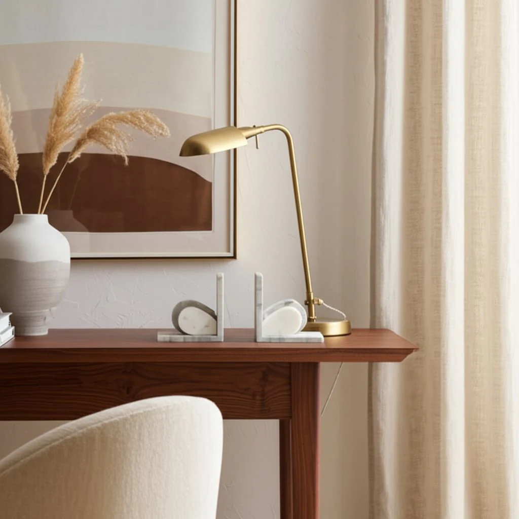 S/2 6" Eared Onyx & White Marble Bookends, Beige - Image 9