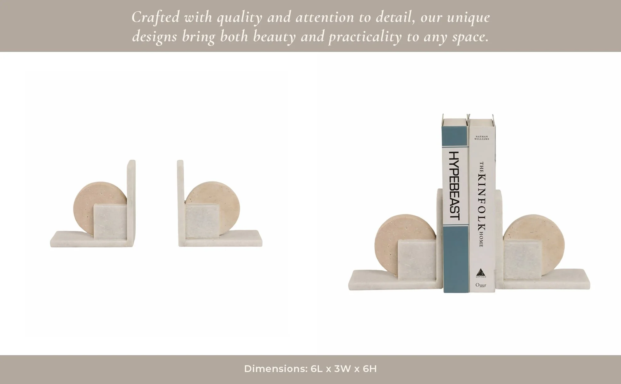 S/2 6" Geometric Travertine & Marble Bookends, Mul - Image 12