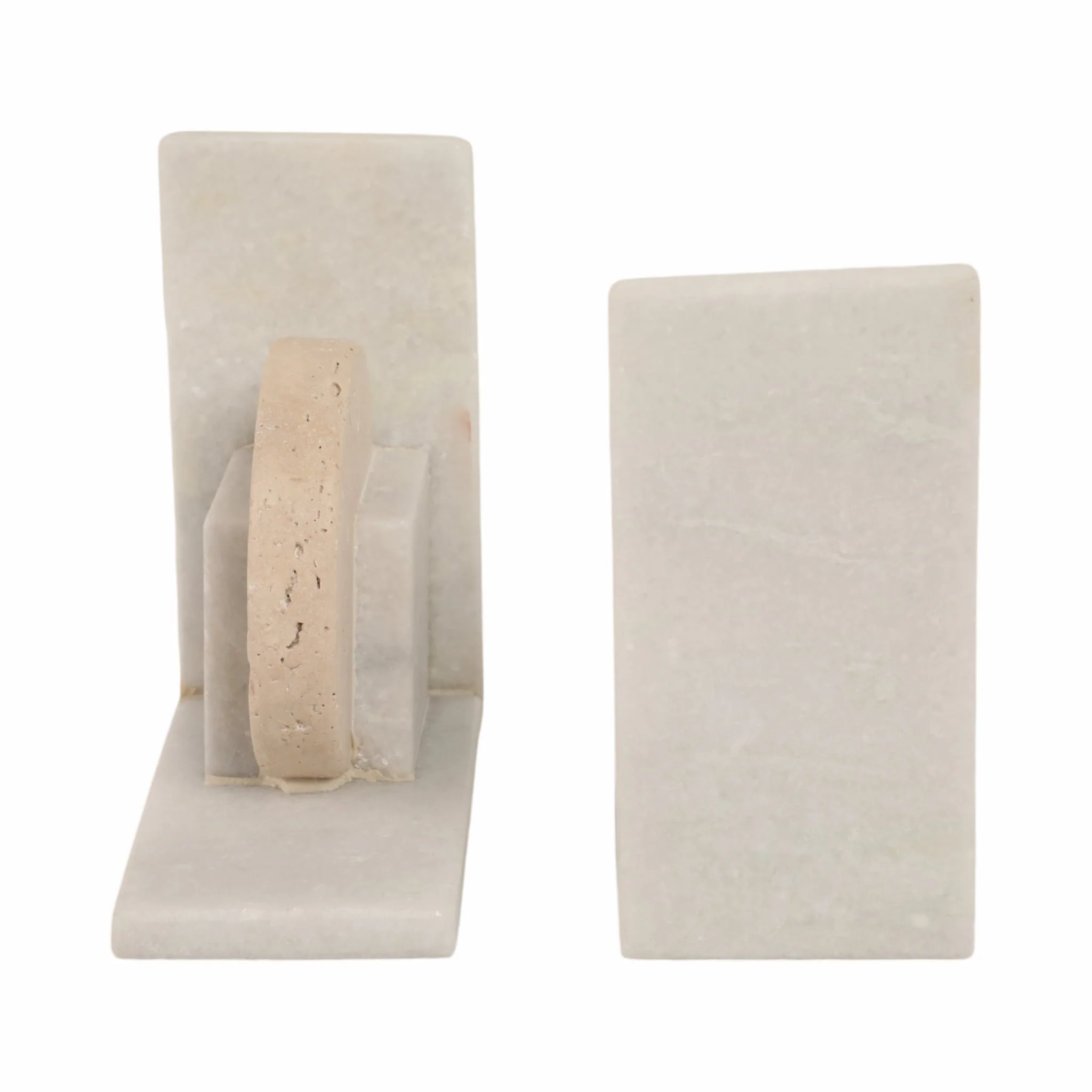 S/2 6" Geometric Travertine & Marble Bookends, Mul - Image 5