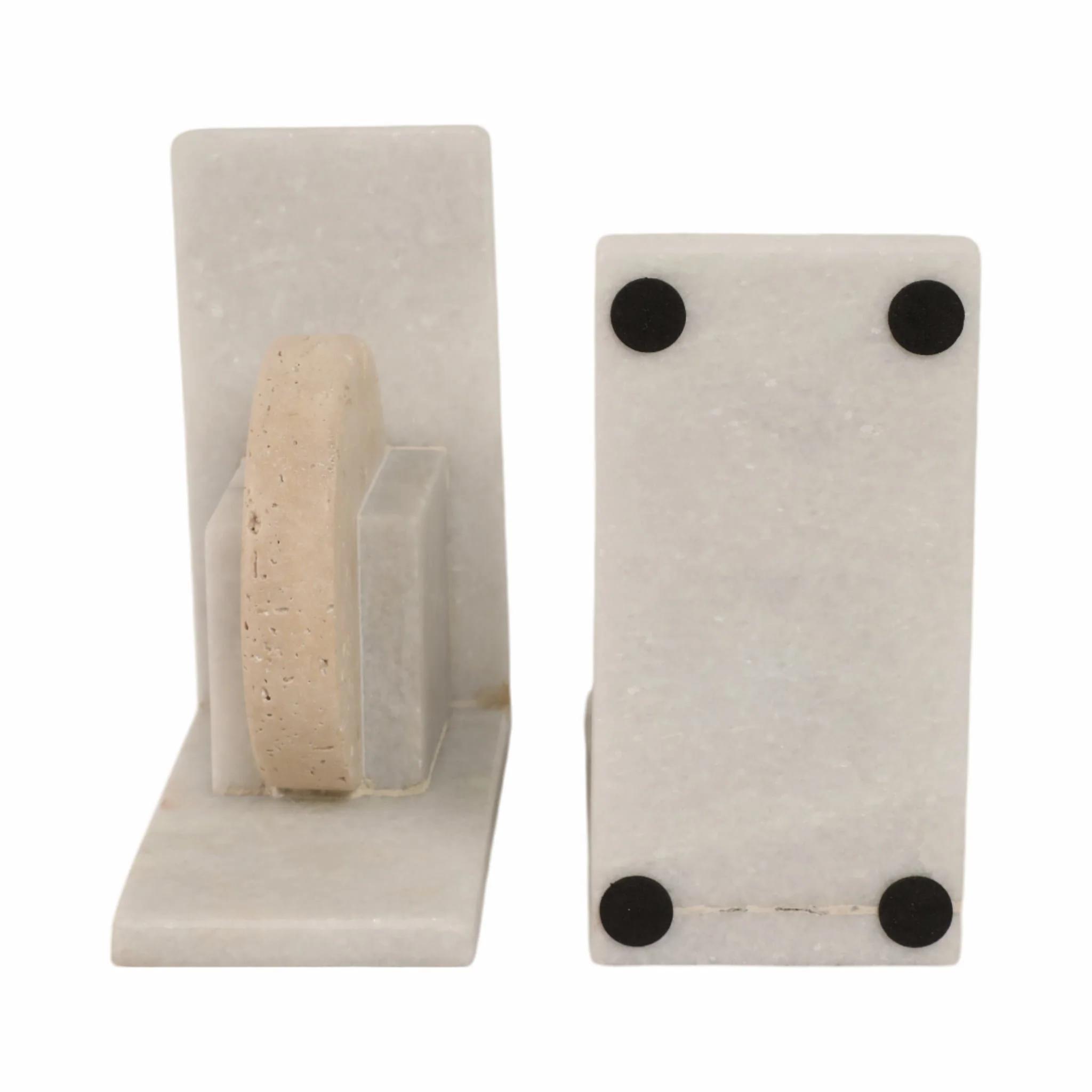 S/2 6" Geometric Travertine & Marble Bookends, Mul - Image 6