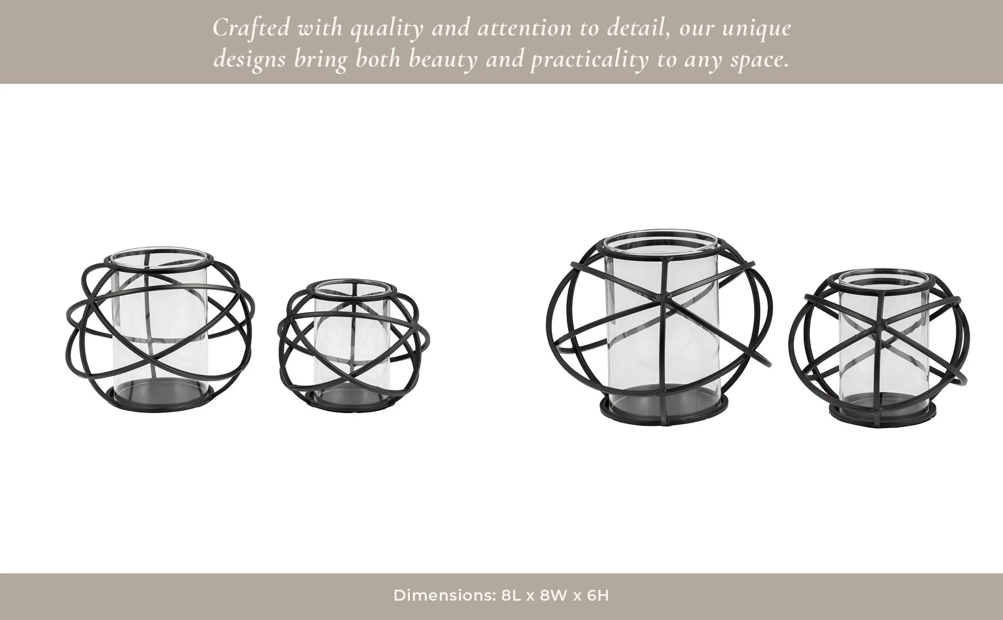 S/2 6" Orb Candle Holder , Black - Image 11