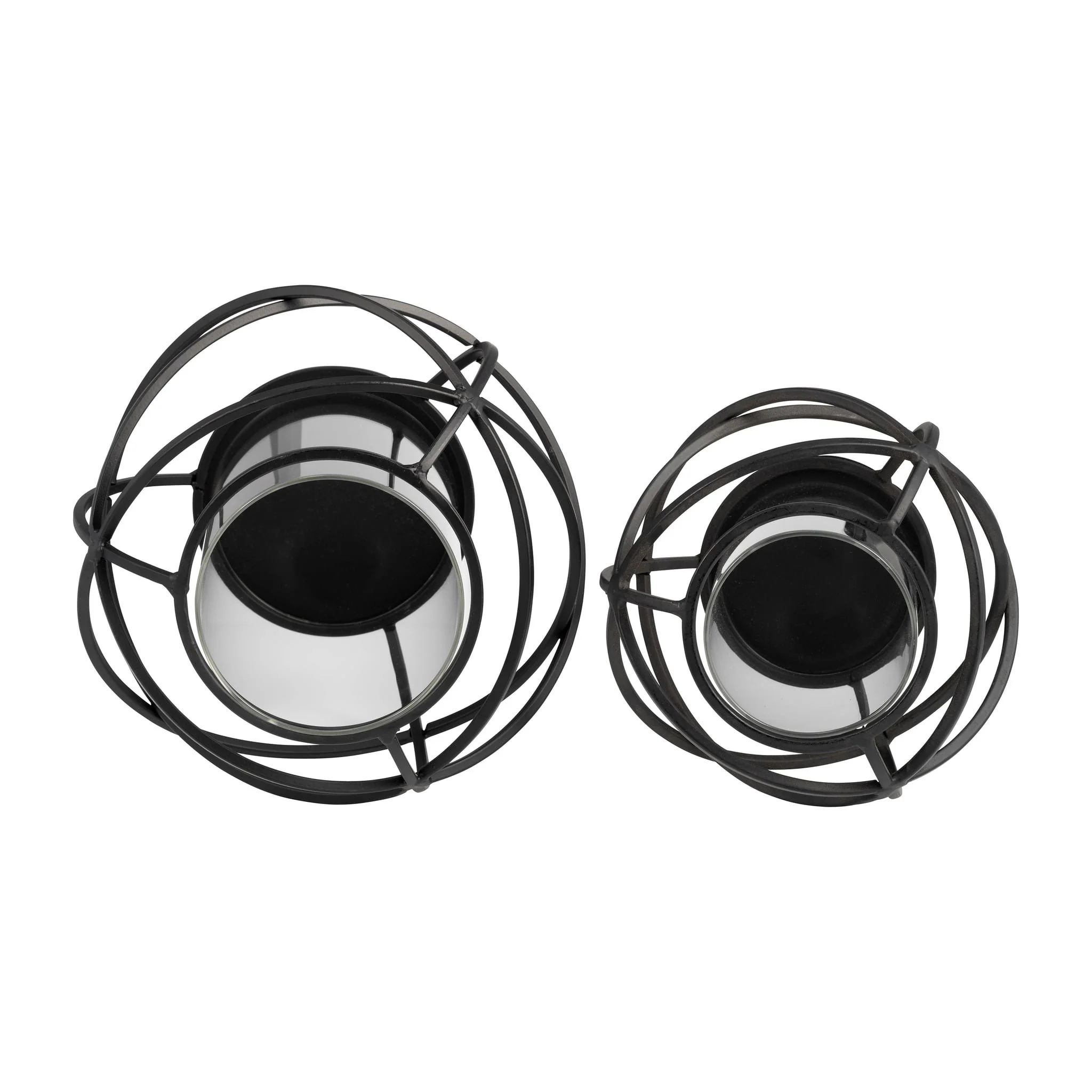S/2 6" Orb Candle Holder , Black - Image 6