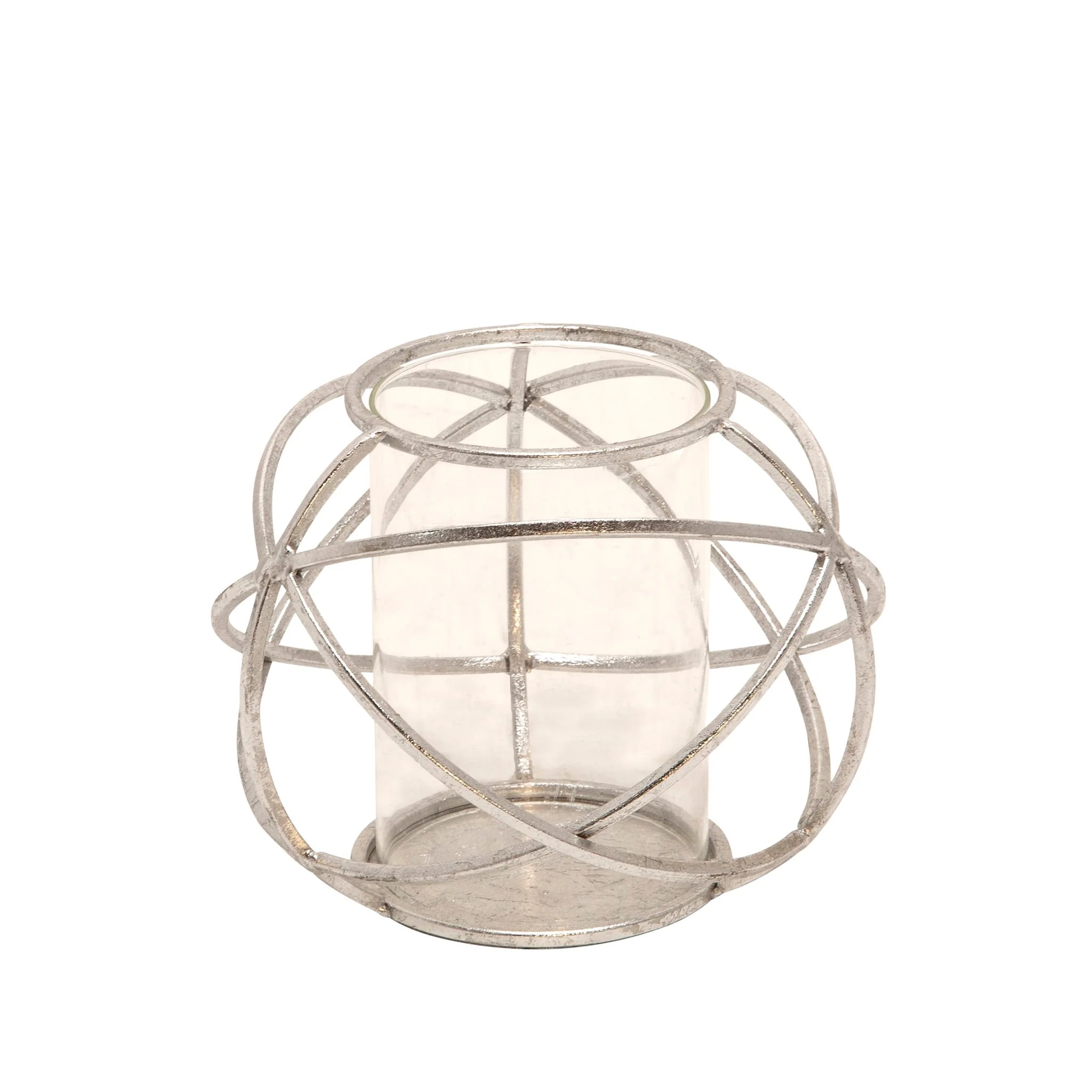S/2 6" Orb Candle Holder , Silver - Image 4