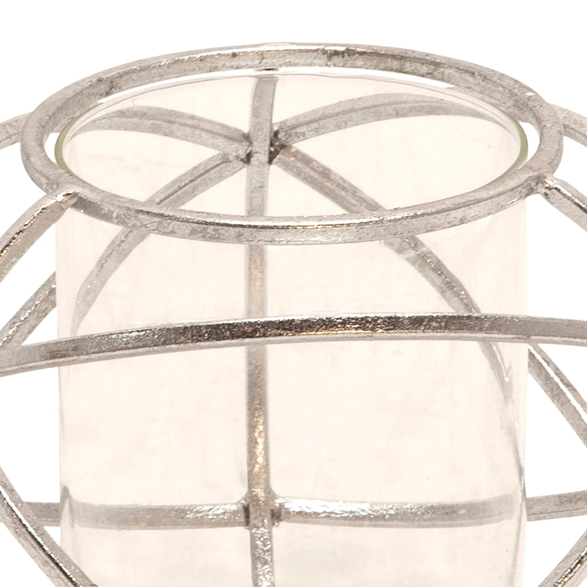 S/2 6" Orb Candle Holder , Silver - Image 6
