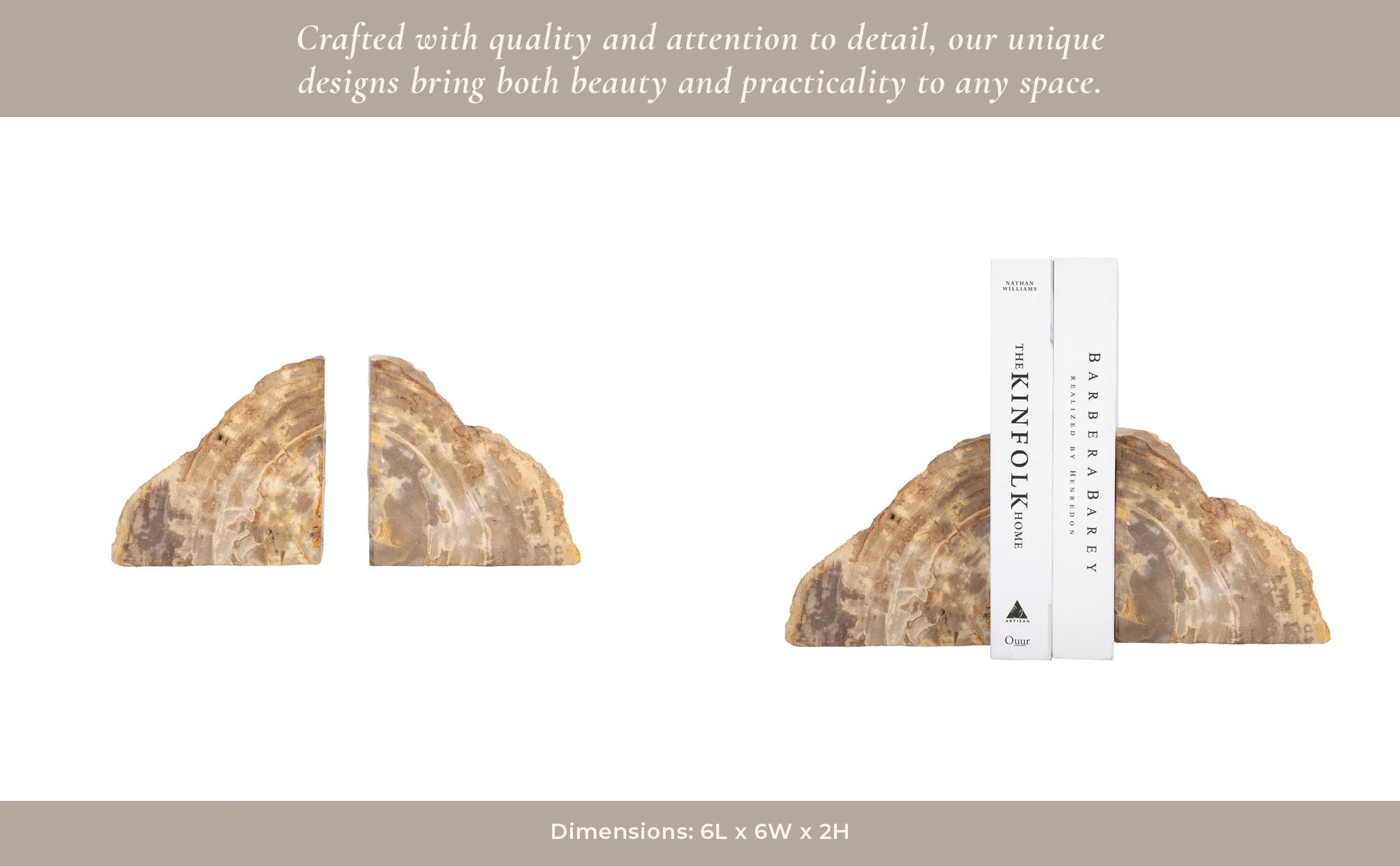 S/2 6" Petrified Wood Bookends, Natural - Image 13