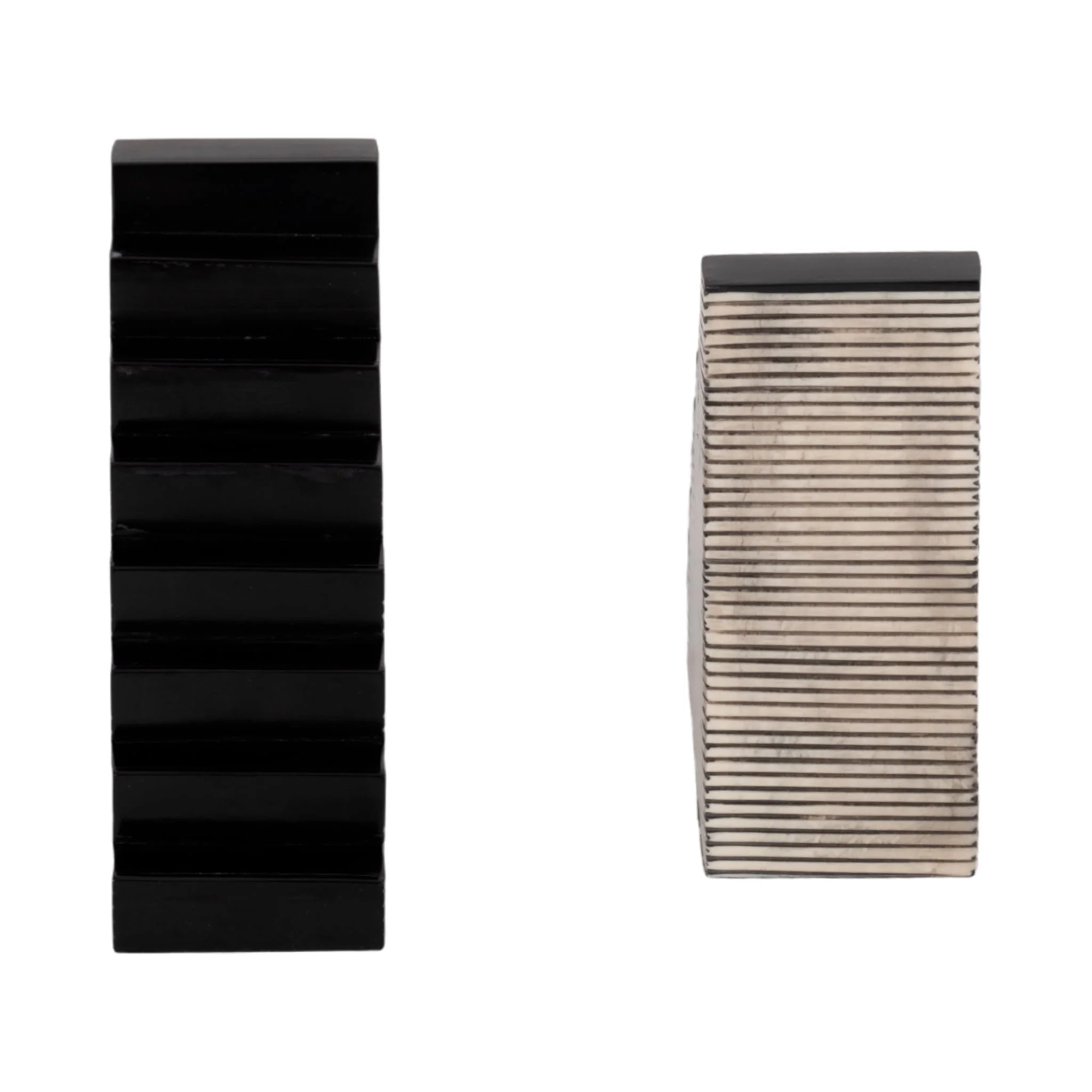 S/2 6" Striped Steps Bookends, Black/white - Image 5