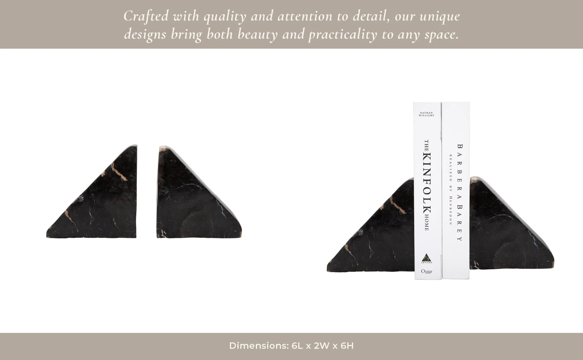 S/2 6" Triangular Petrified Wood Bookends, Natural - Image 10