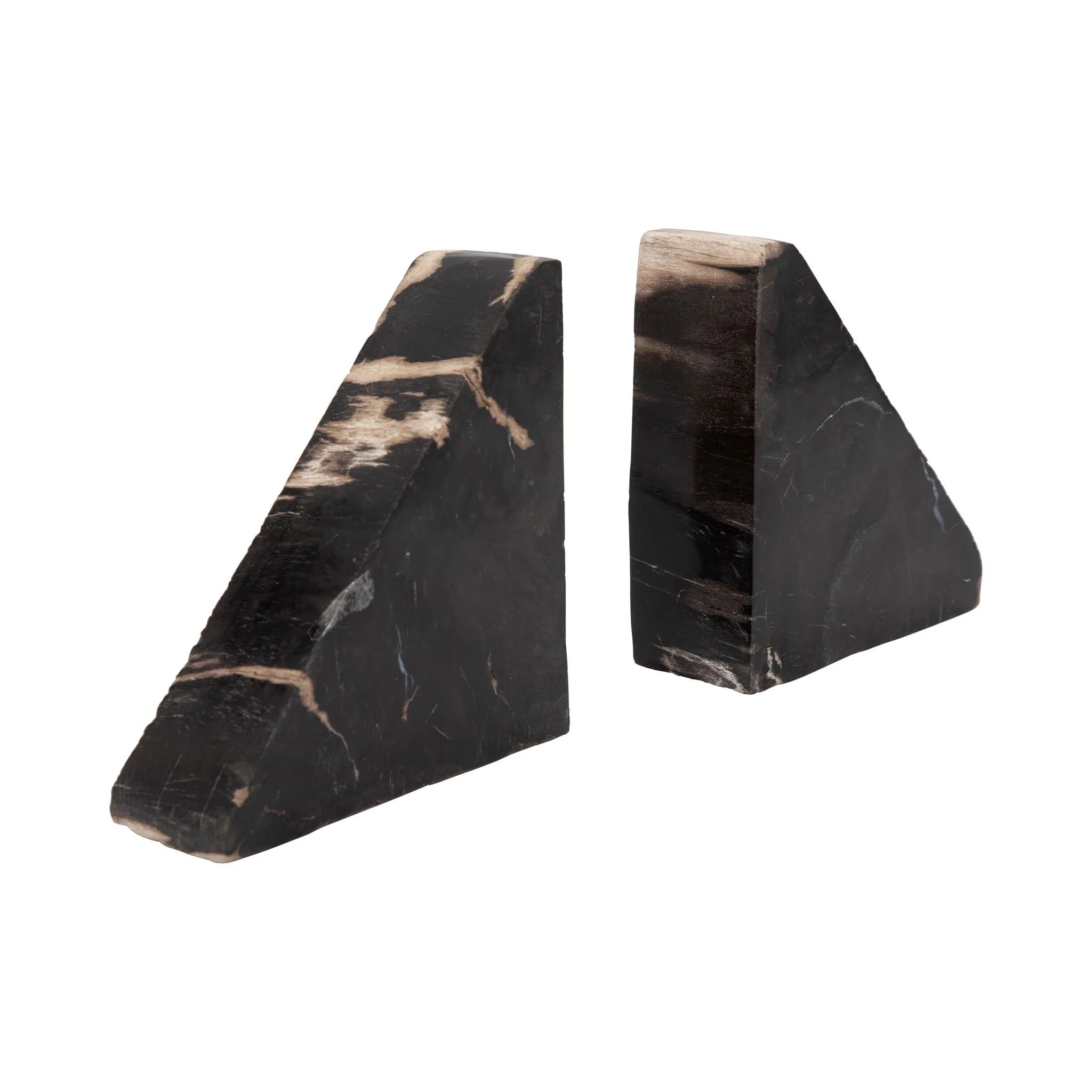 S/2 6" Triangular Petrified Wood Bookends, Natural - Image 3