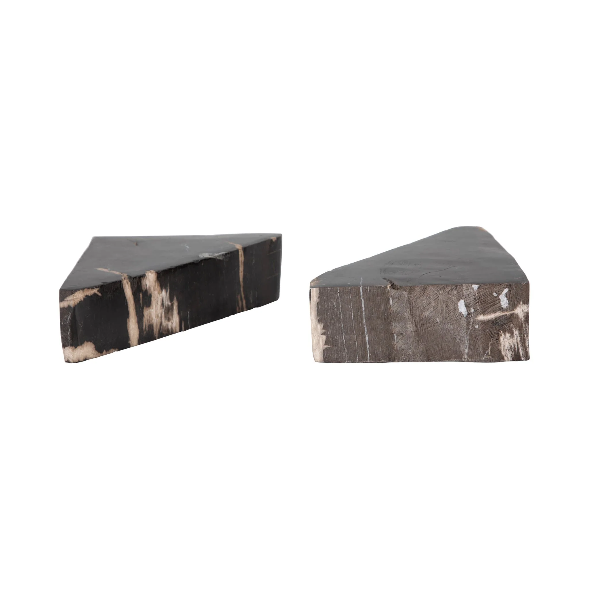 S/2 6" Triangular Petrified Wood Bookends, Natural - Image 7