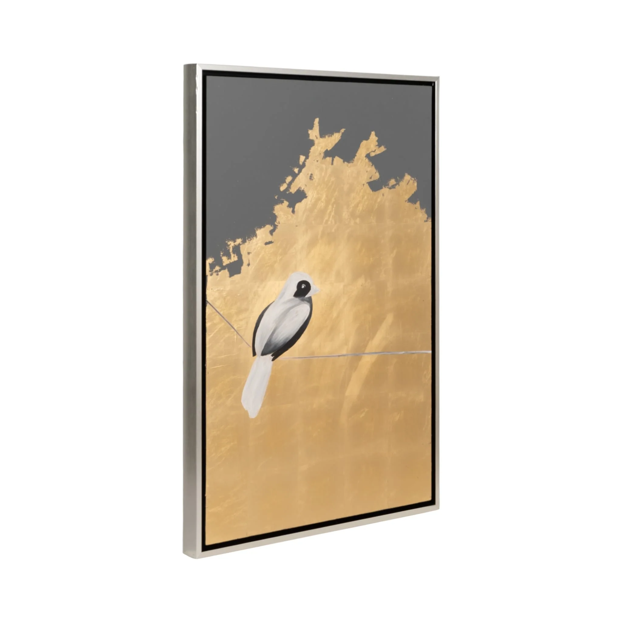 S/2 63x47 Hand Painted Birds On Wire, Gold - Image 2