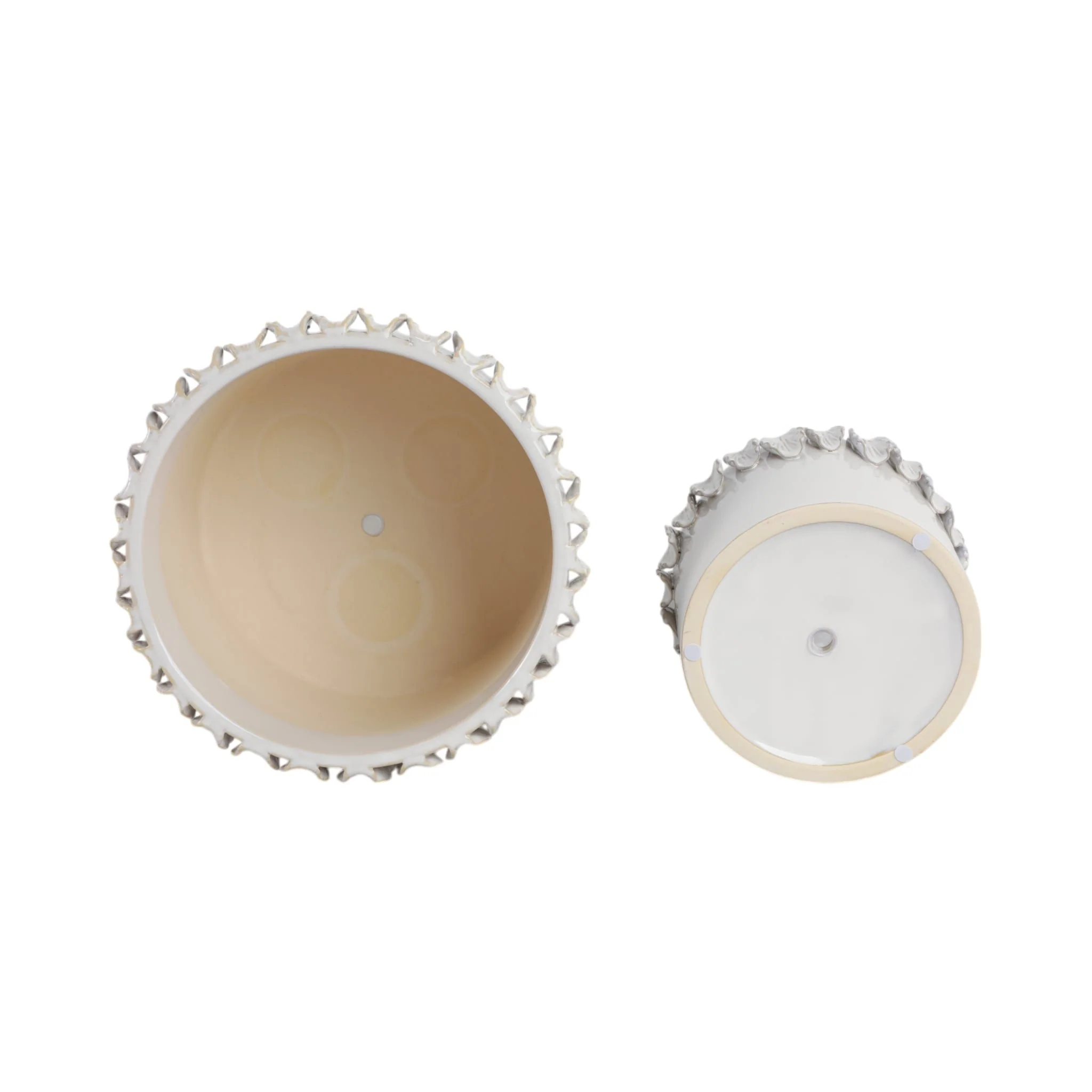 S/2 7/11" Leaf Applique Planters, White - Image 6