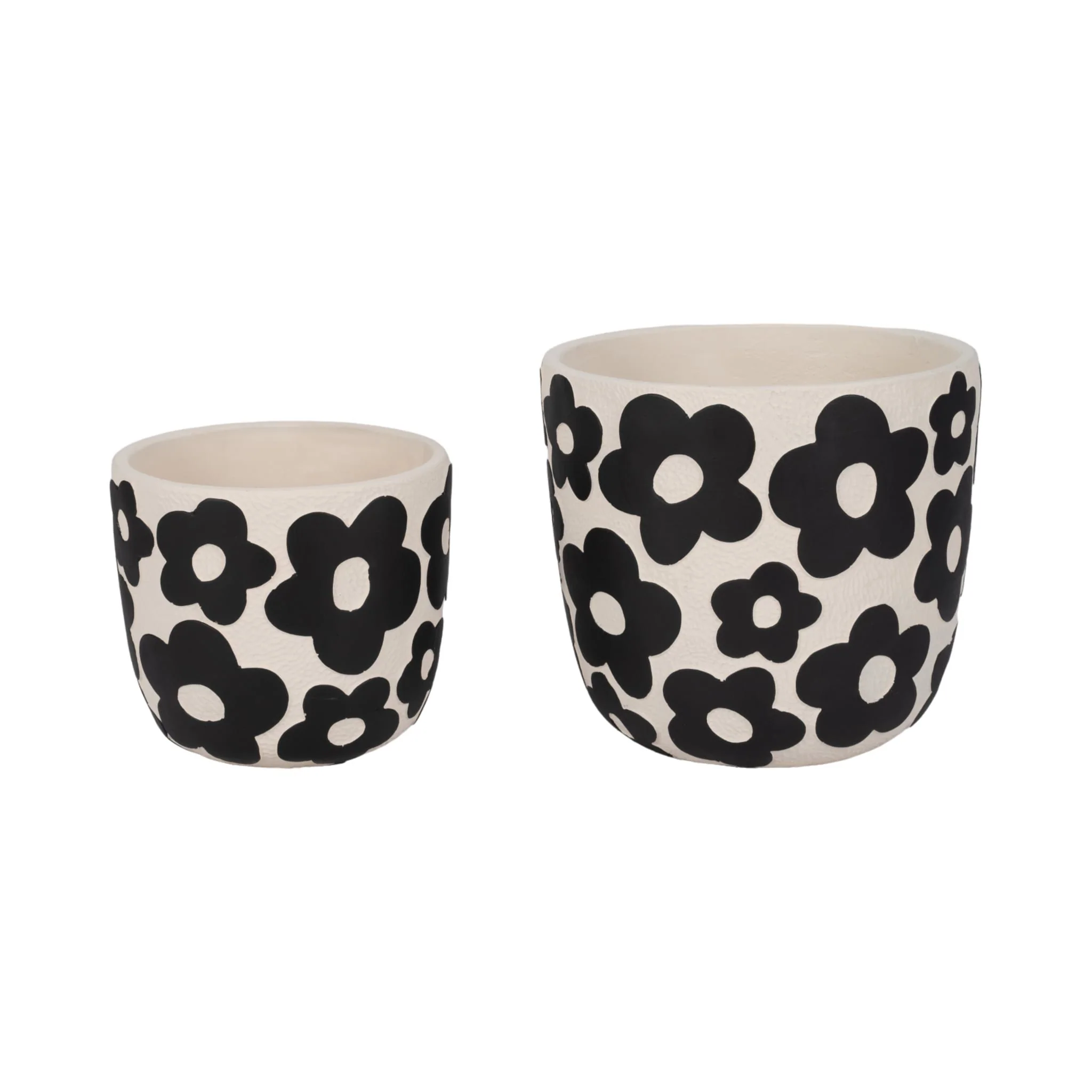 S/2 7/9" Flower Power Planters, Black - Image 2