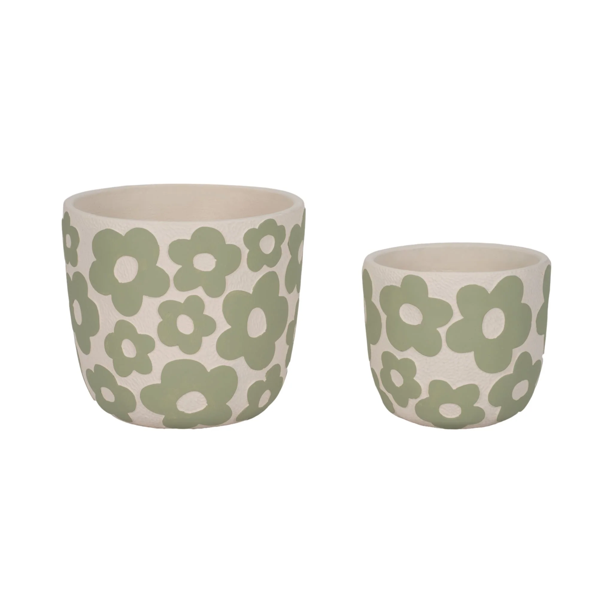 S/2 7/9" Flower Power Planters, Light Green - Image 2