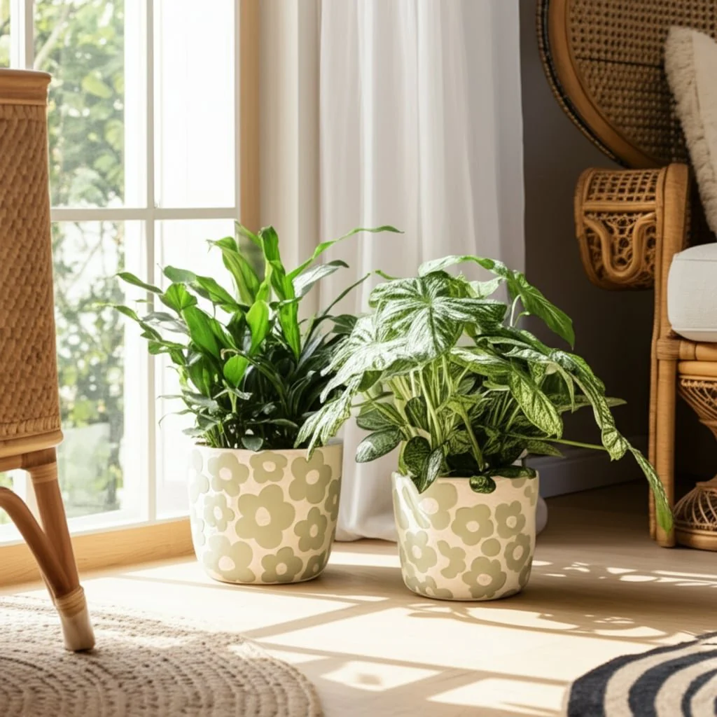 S/2 7/9" Flower Power Planters, Light Green - Image 8