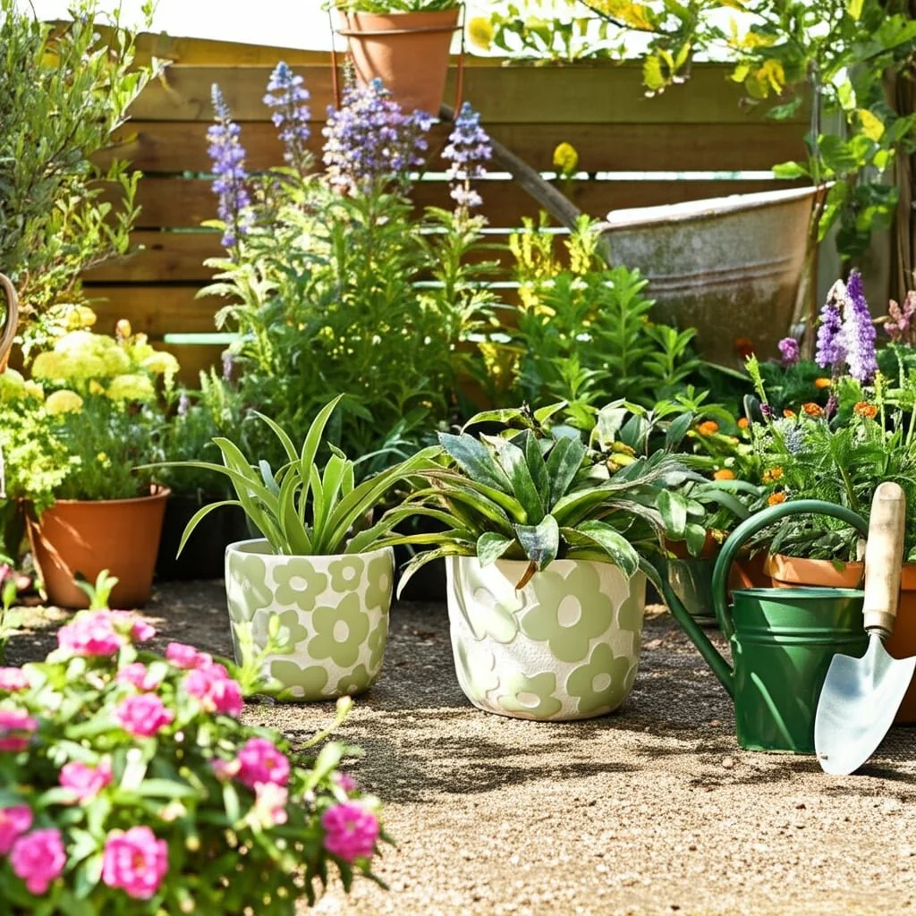 S/2 7/9" Flower Power Planters, Light Green - Image 9