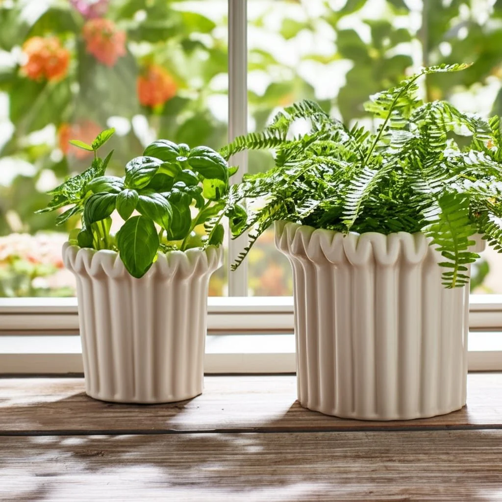 S/2 7/9" Fluted Planters, Ivory - Image 12