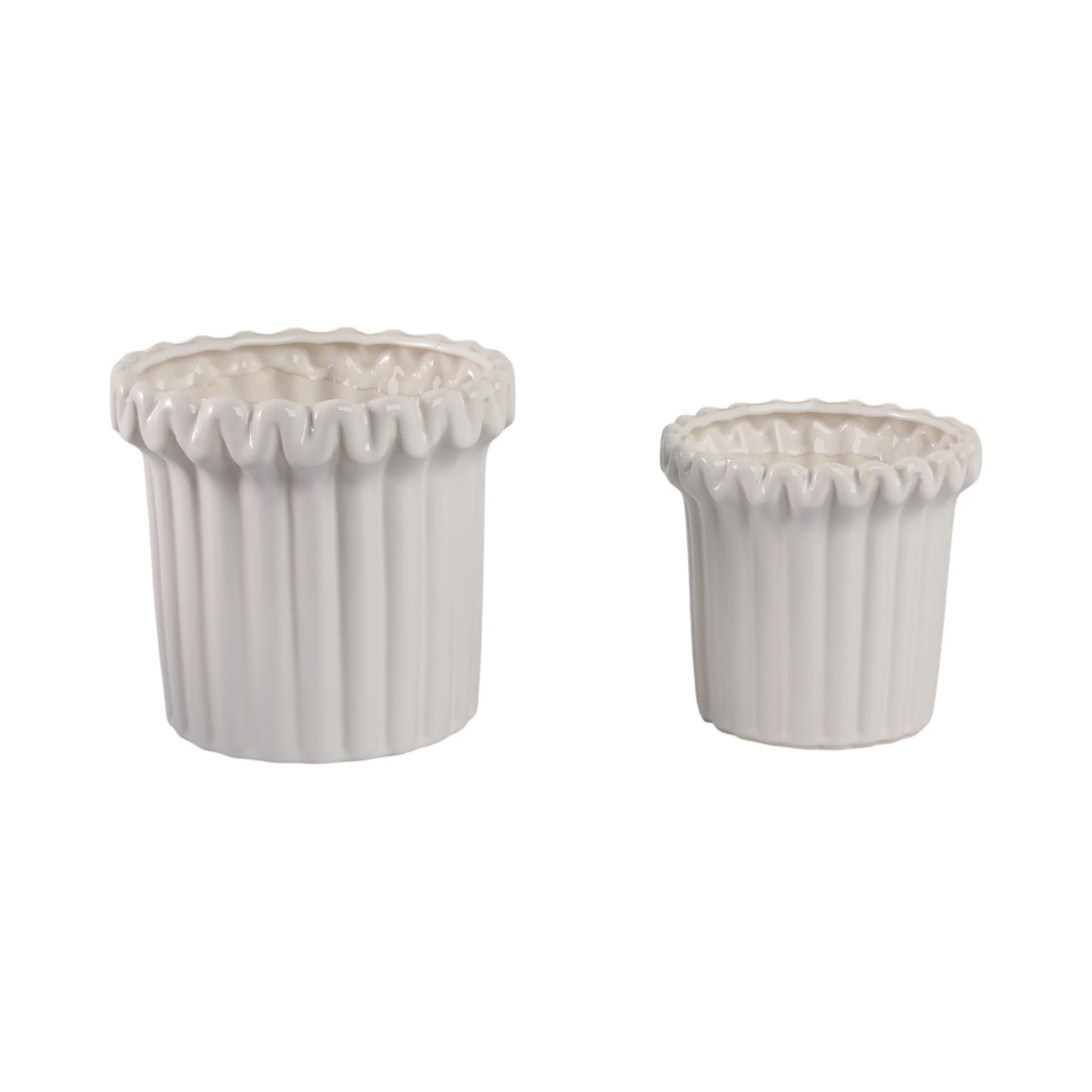 S/2 7/9" Fluted Planters, Ivory - Image 3