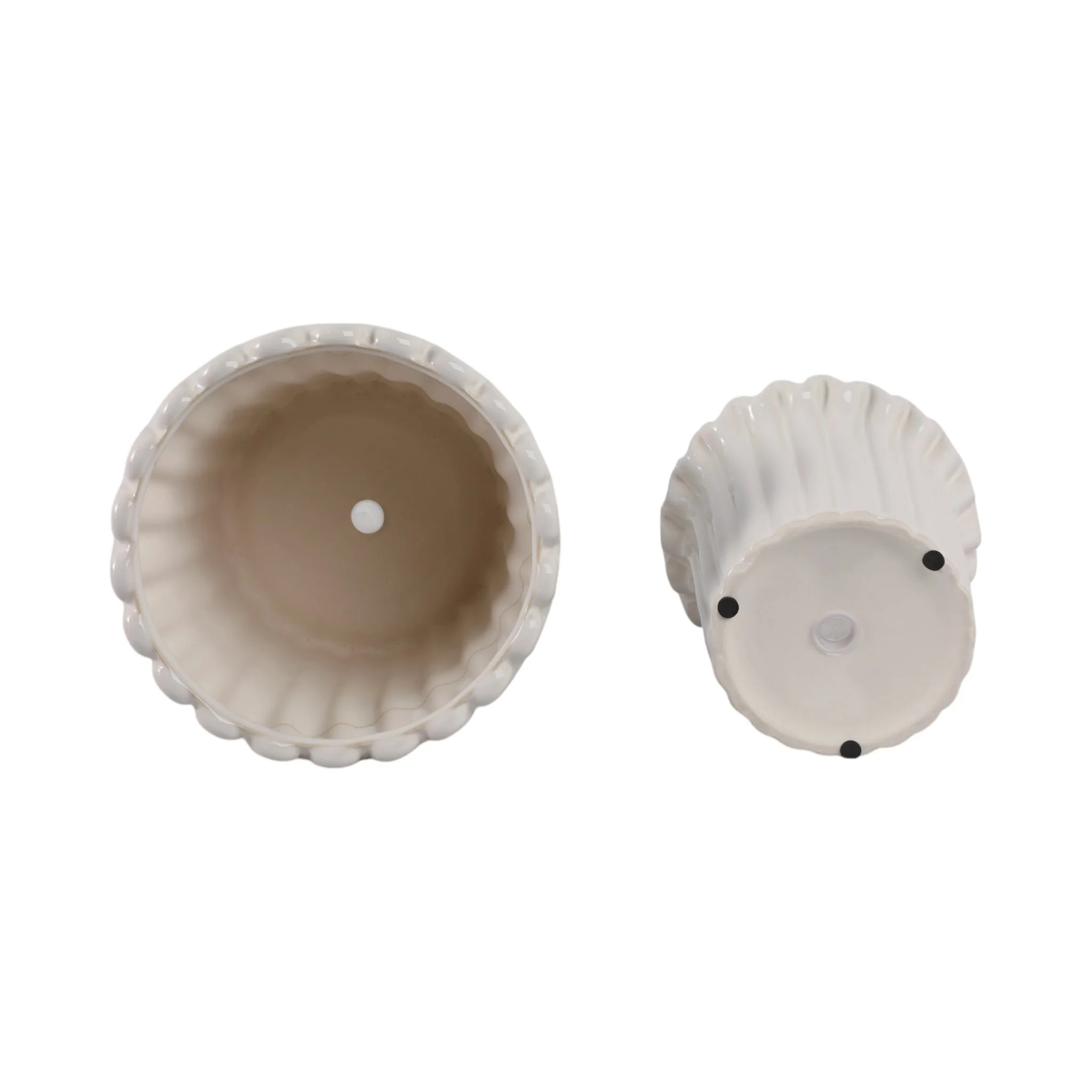 S/2 7/9" Fluted Planters, Ivory - Image 6