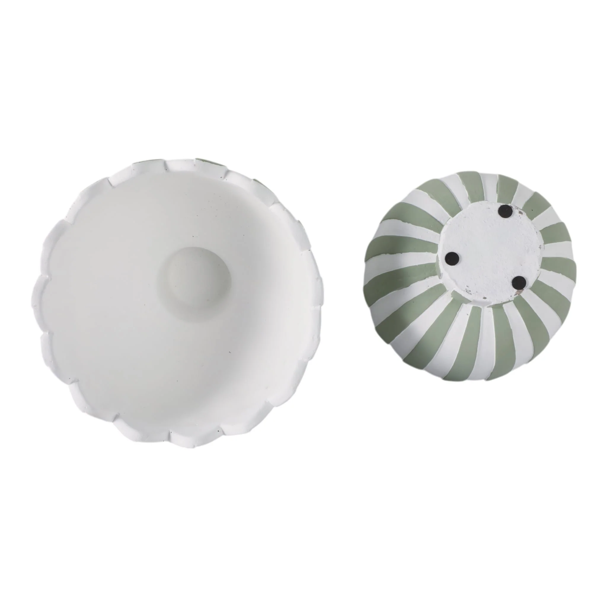 S/2 7/9" Scallop Edge Striped Planters, Green/whit - Image 6