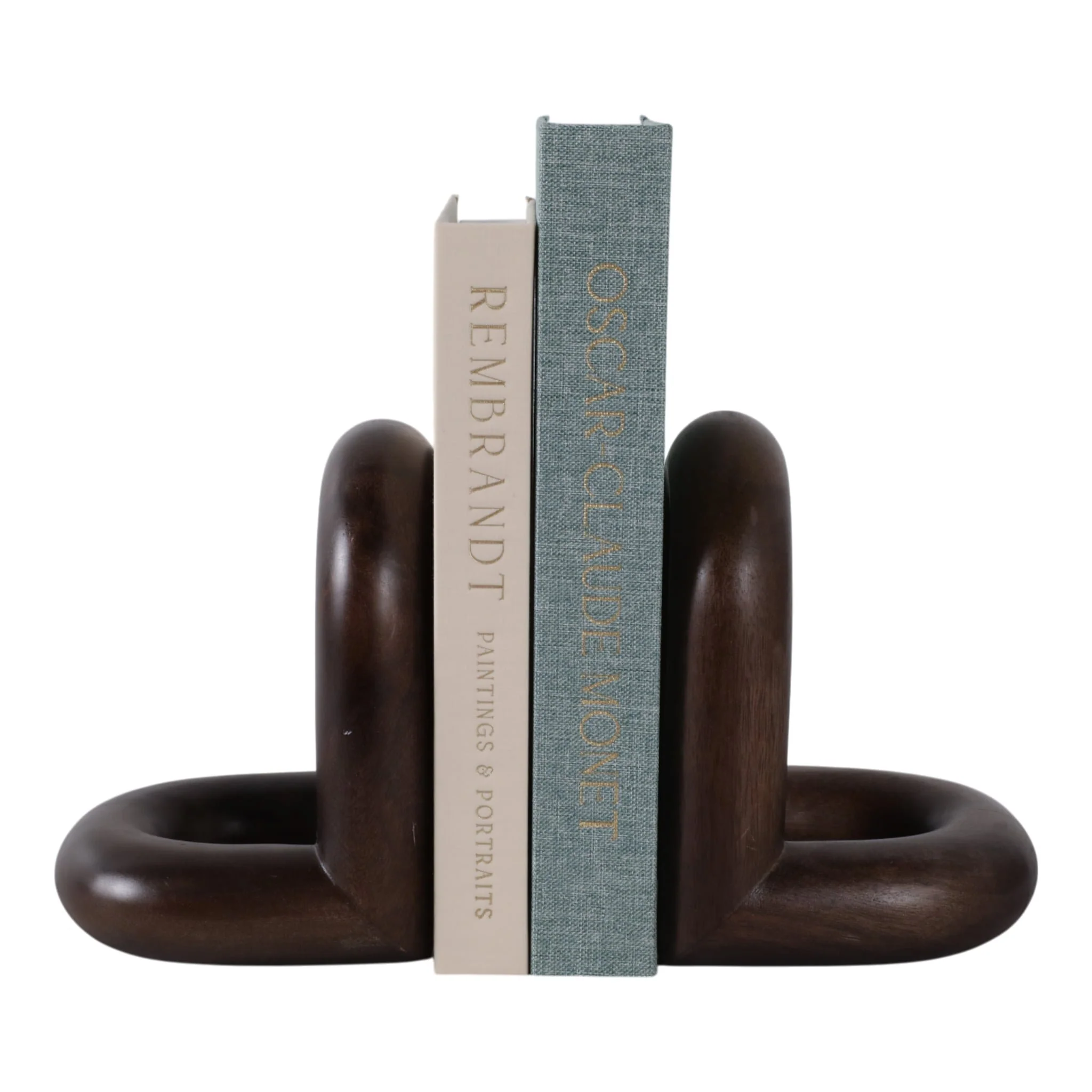 S/2 7" Loopy Wood Bookends Set, Dark Brown - Image 2