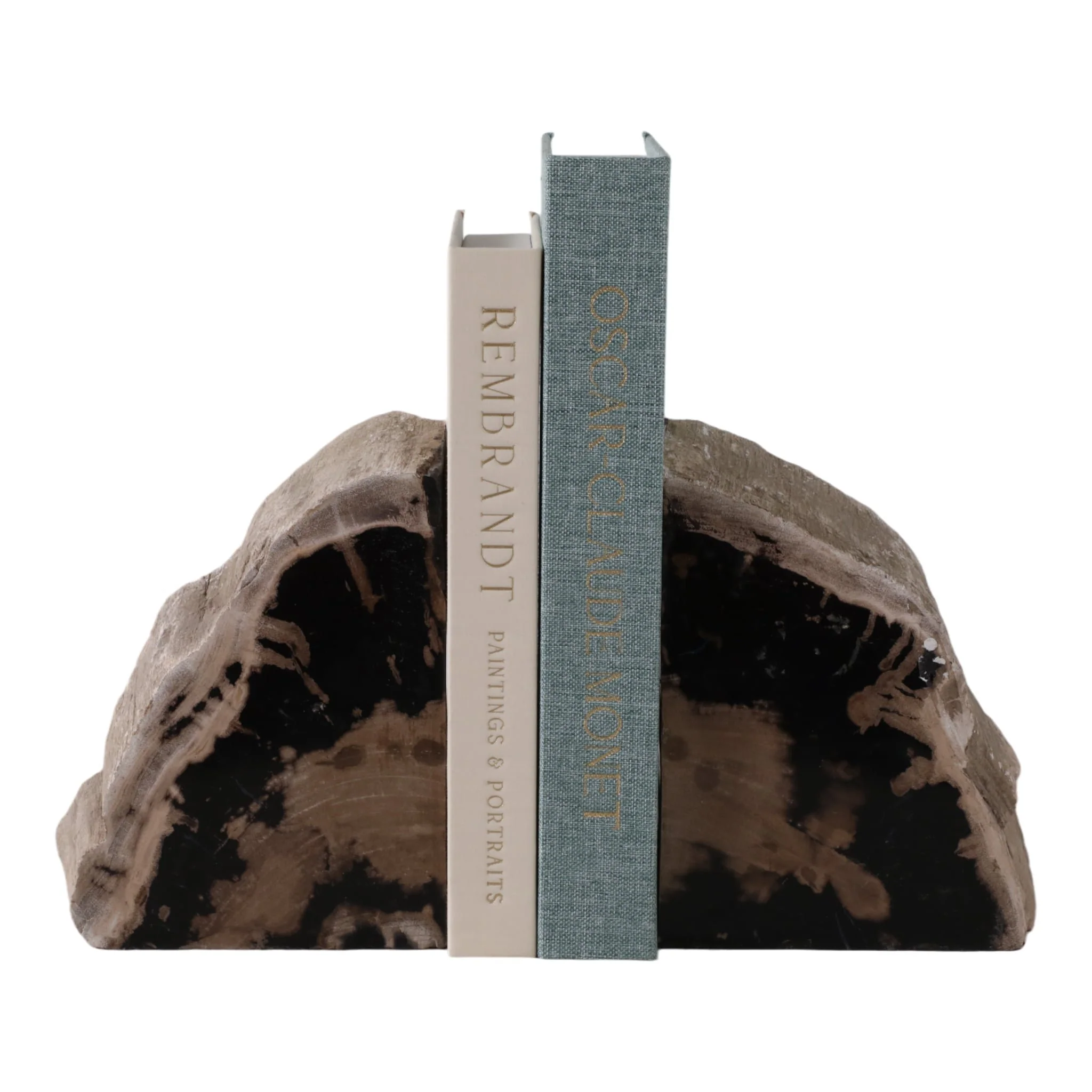 S/2 7" Petrified Wood Bookends, Black/tan - Image 2