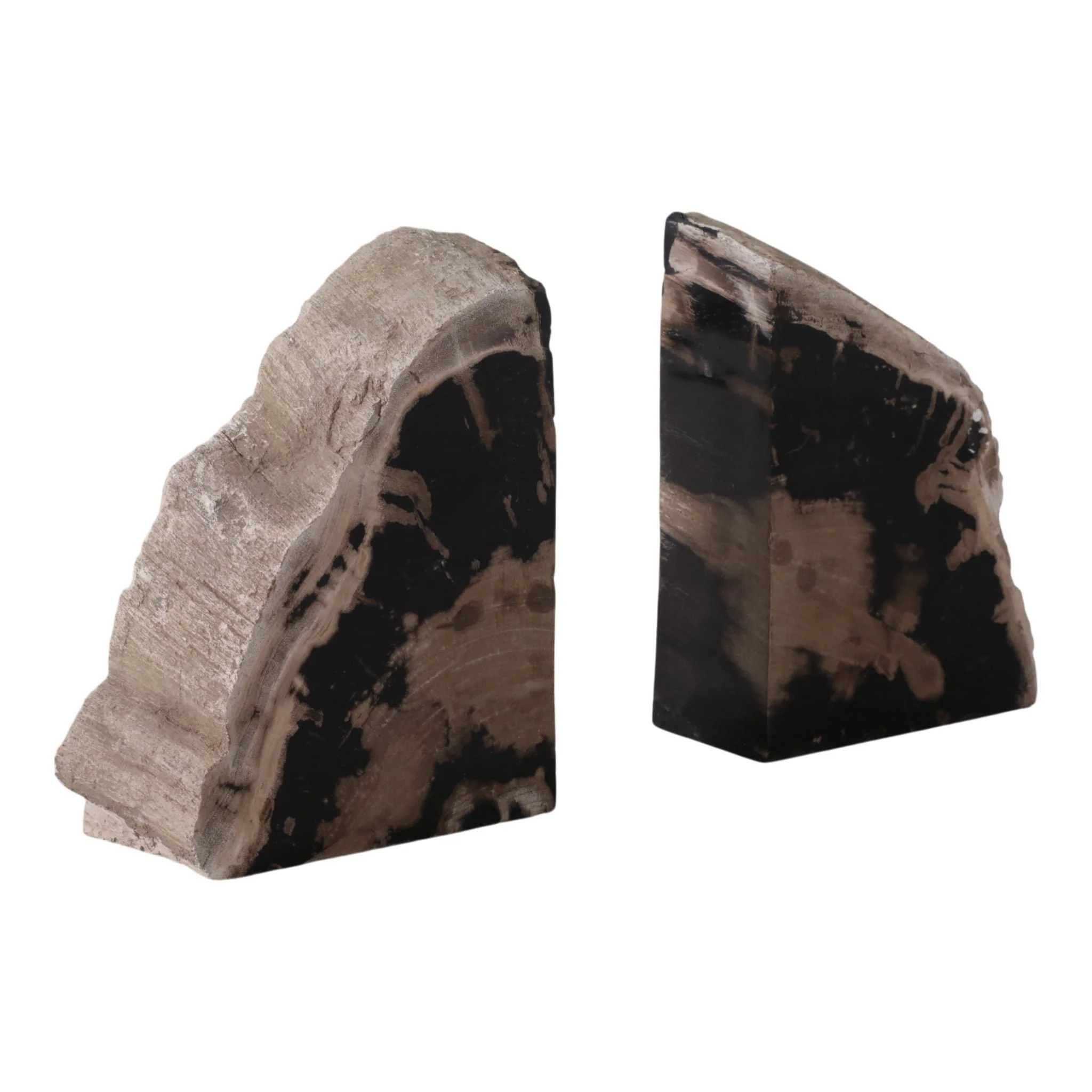 S/2 7" Petrified Wood Bookends, Black/tan - Image 3