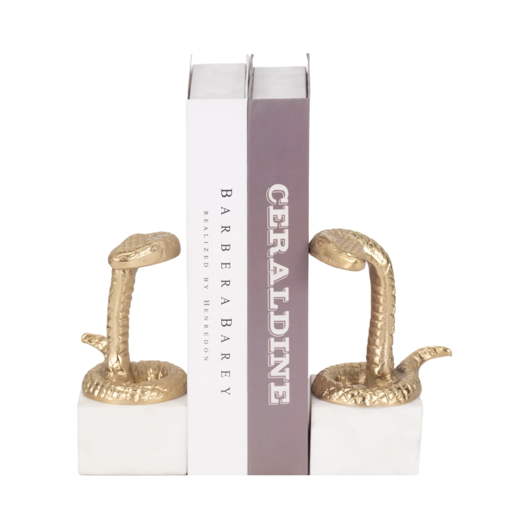 S/2 7" Snake Bookends, Gold - Image 2