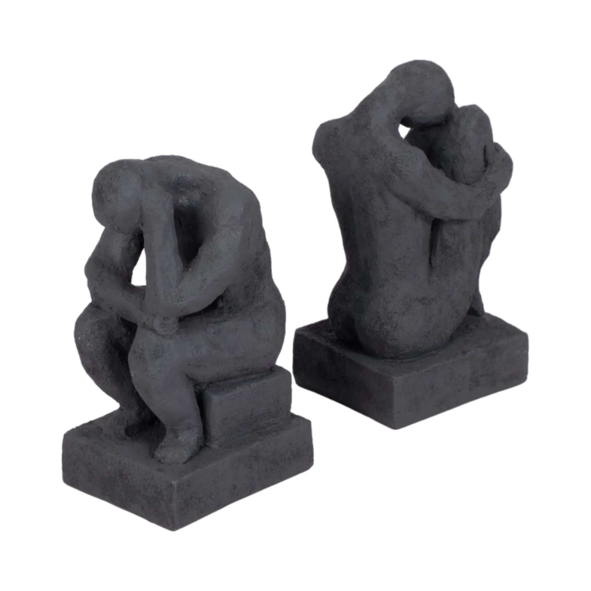 S/2 7" Thinking Man Bookends, Charcoal - Image 3