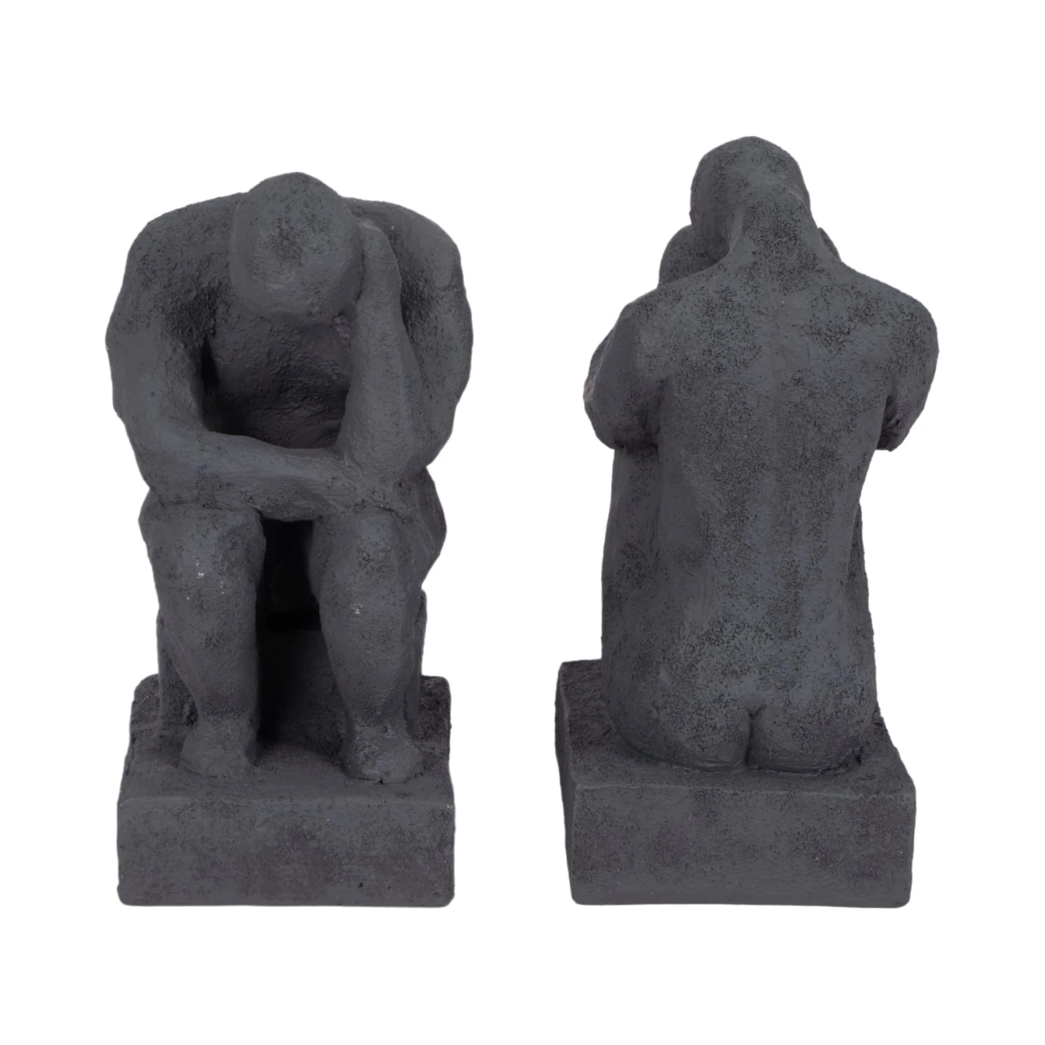 S/2 7" Thinking Man Bookends, Charcoal - Image 5