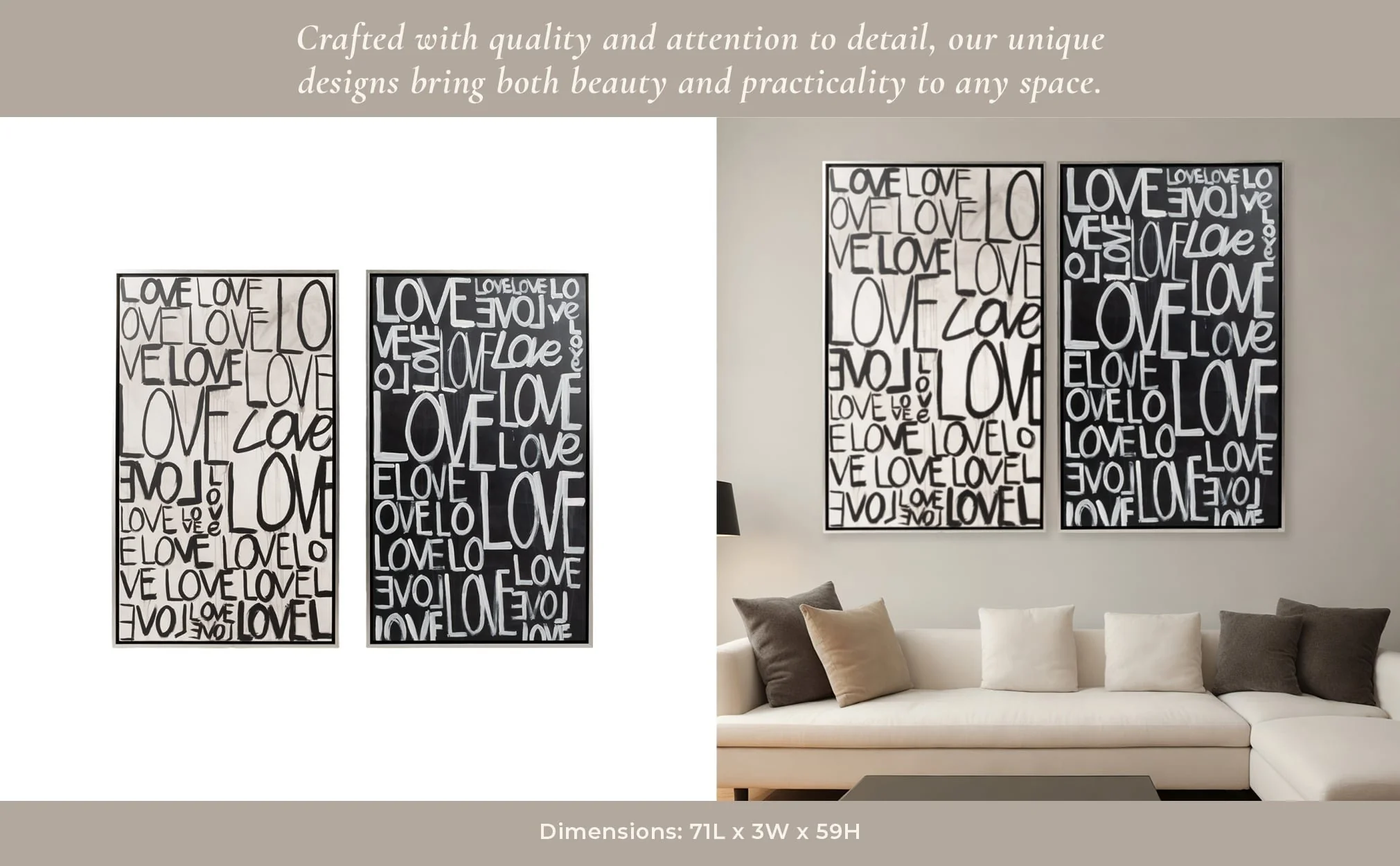 S/2 71x59 Hand Painted Love Scribble, Black/white - Image 10