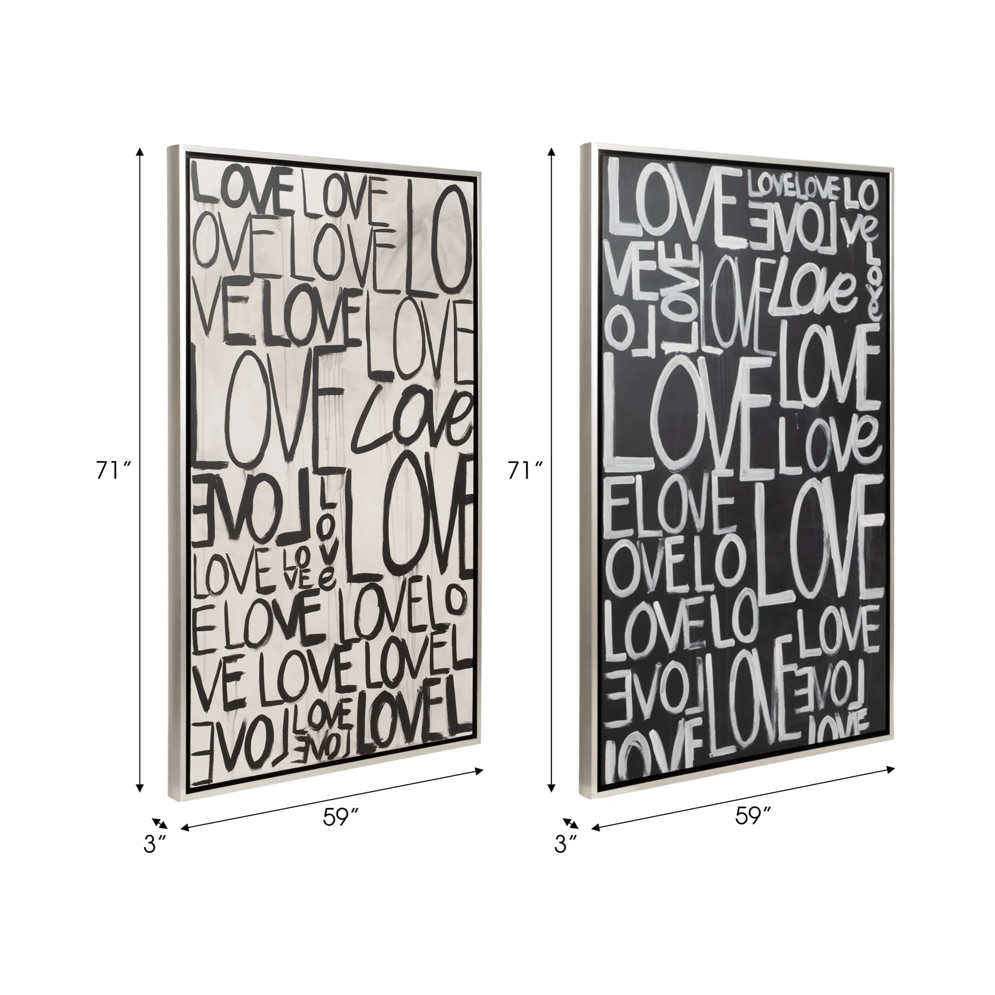 S/2 71x59 Hand Painted Love Scribble, Black/white - Image 7